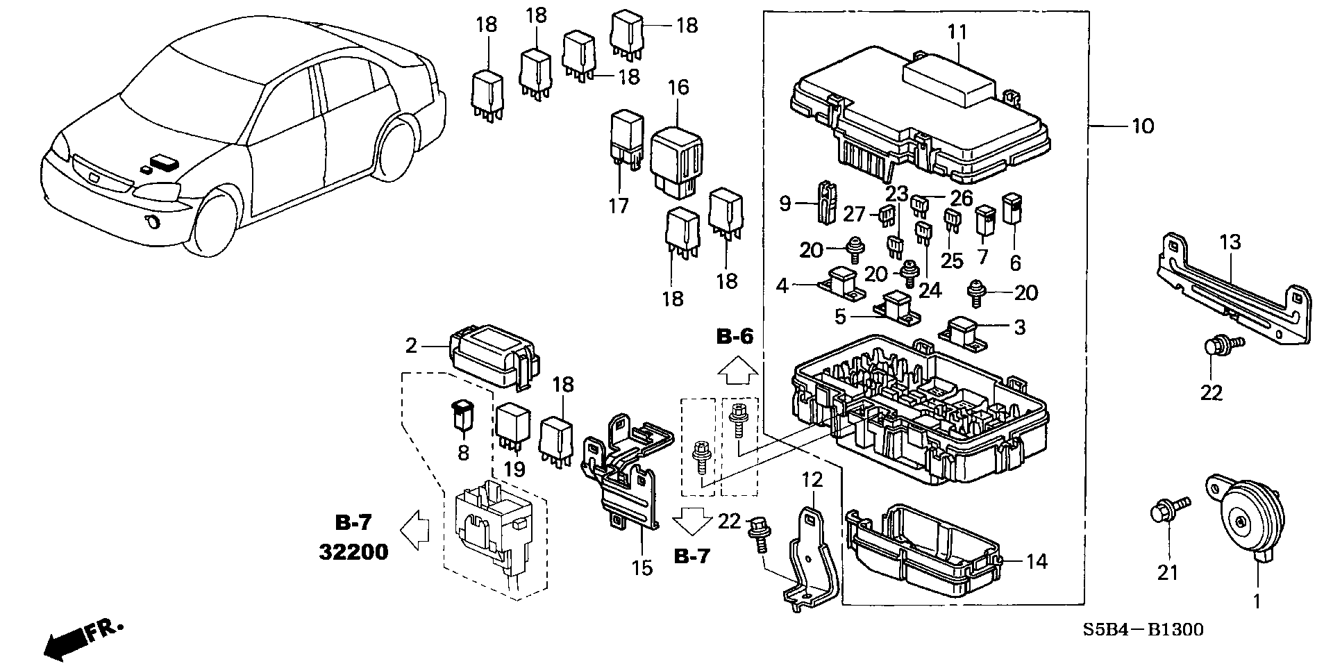 Diagram CONTROL UNIT (ENGINE ROOM) for your 2004 Honda Civic   