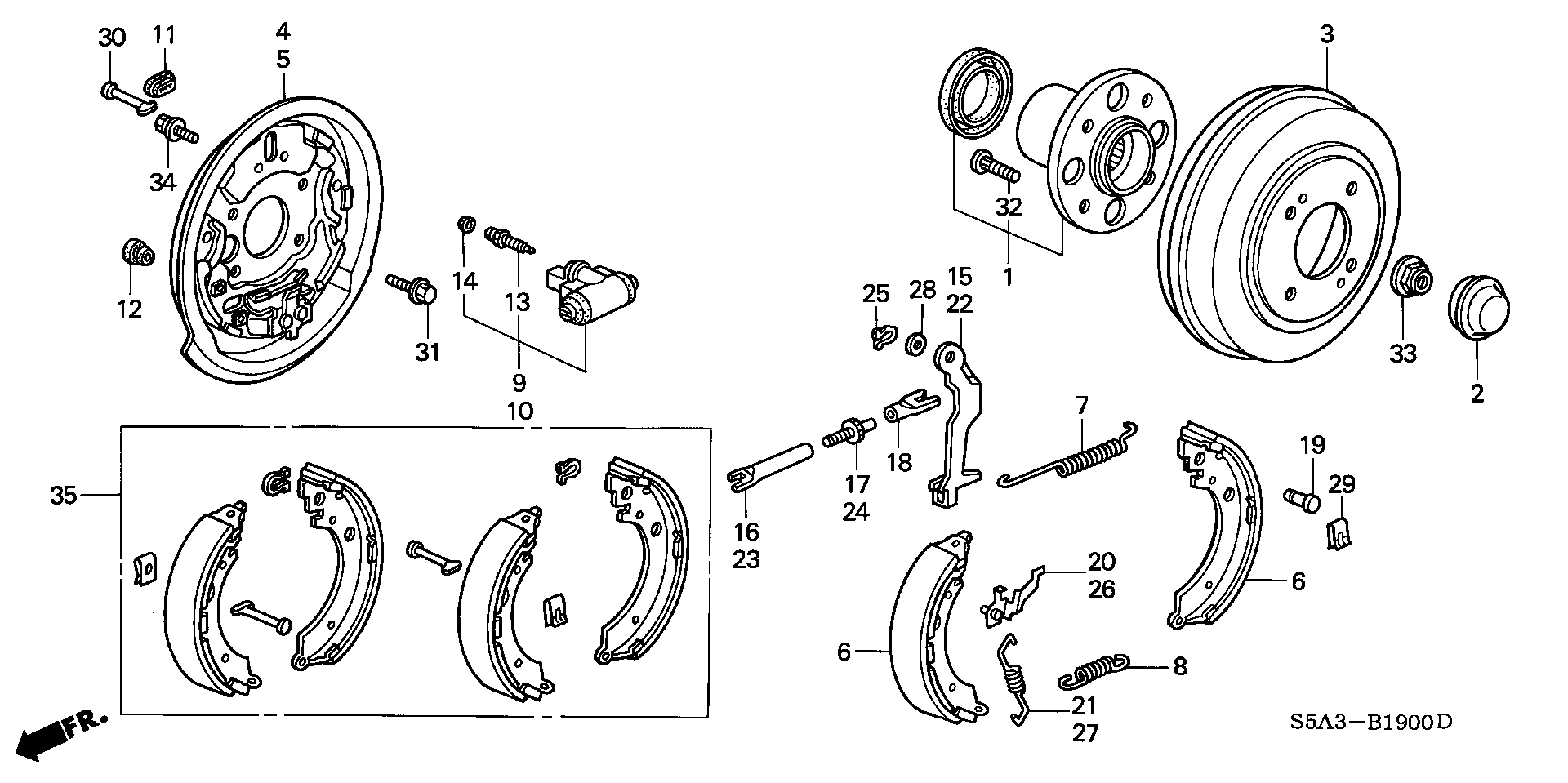 Full size assembly image of REAR BRAKE (DRUM) (1) (1/1)