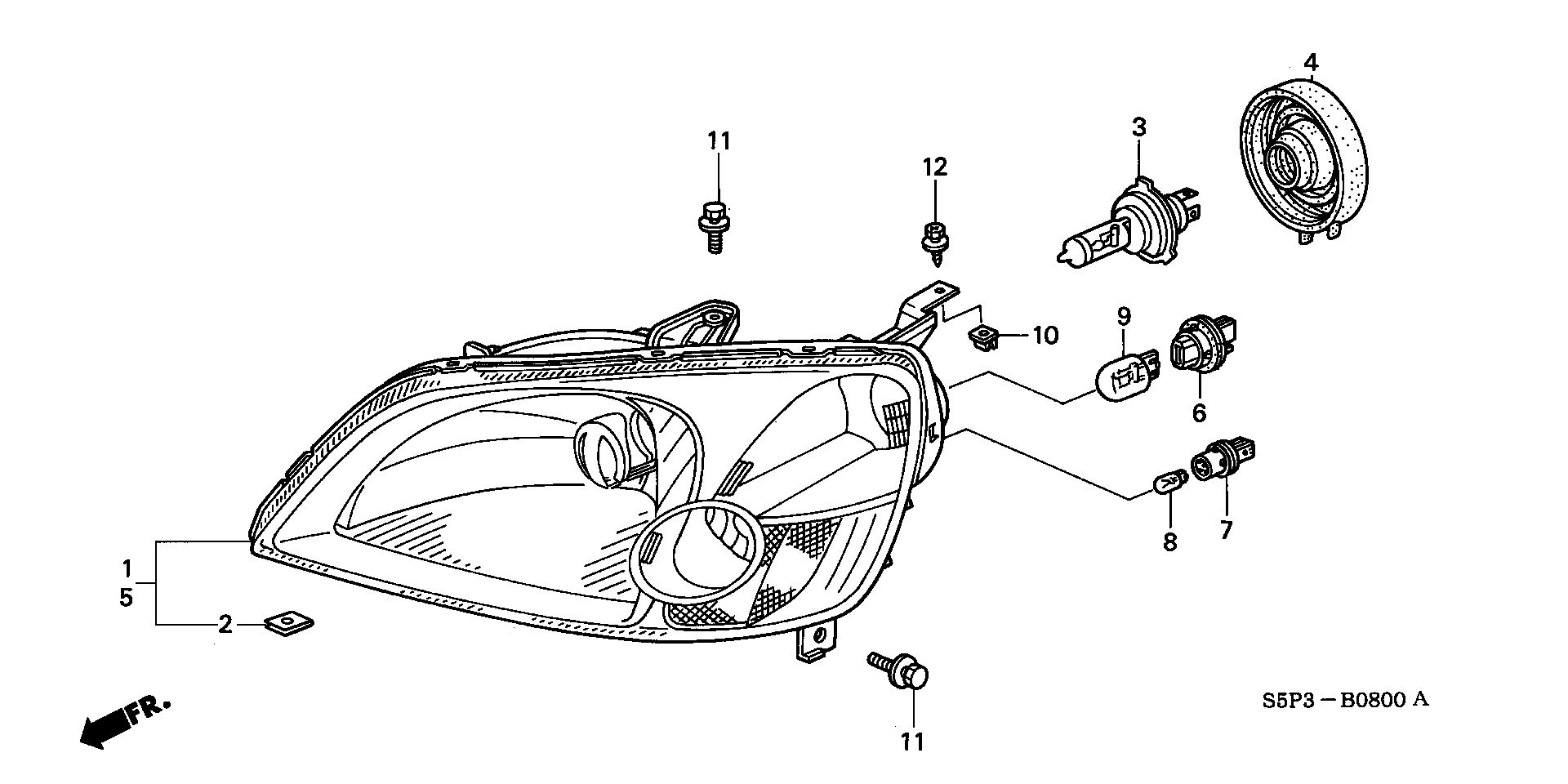Full size assembly image of HEADLIGHT (-'03) (1/1)
