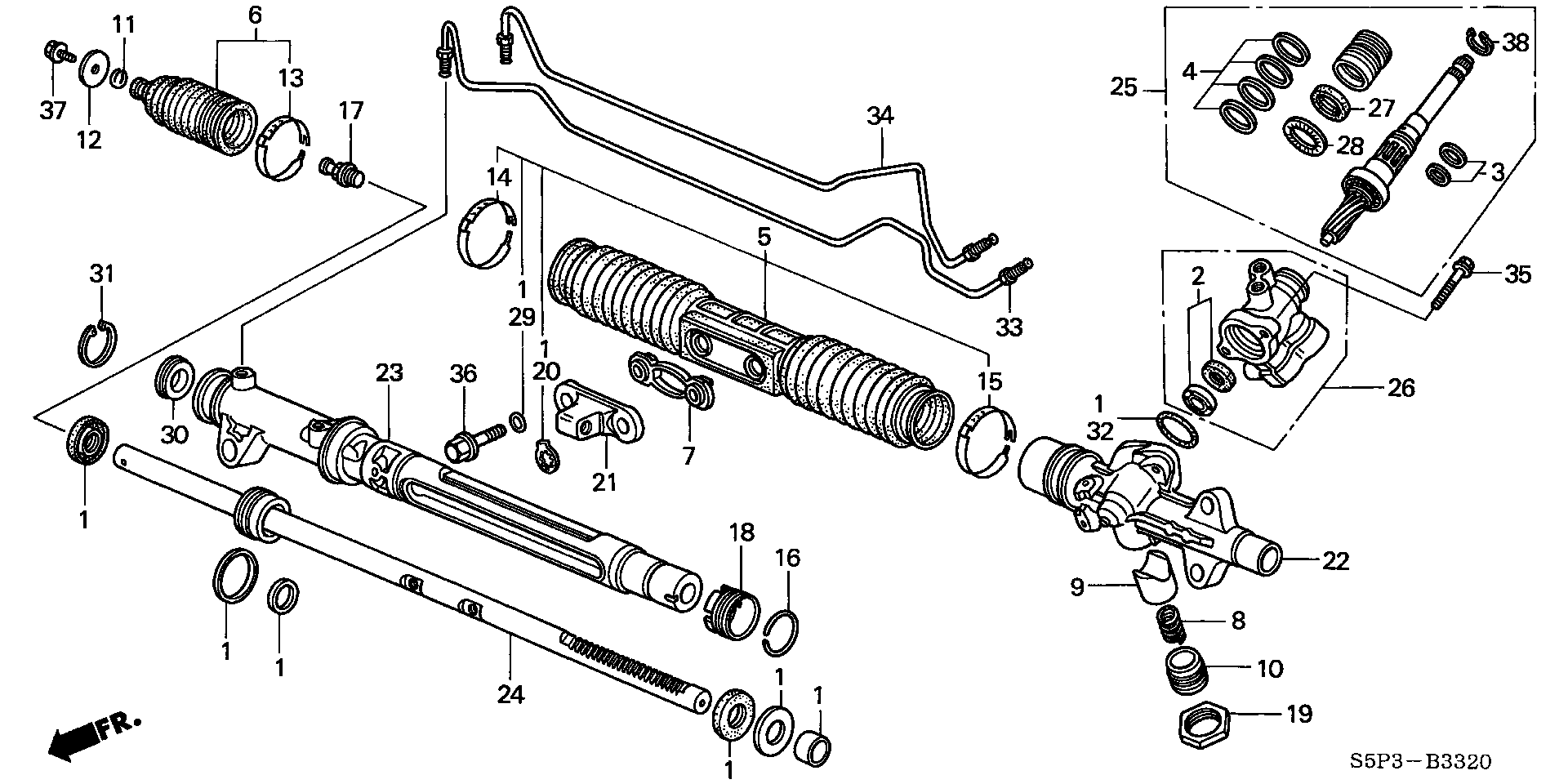 Diagram P.S. GEAR BOX COMPONENTS for your 2008 Honda Accord   