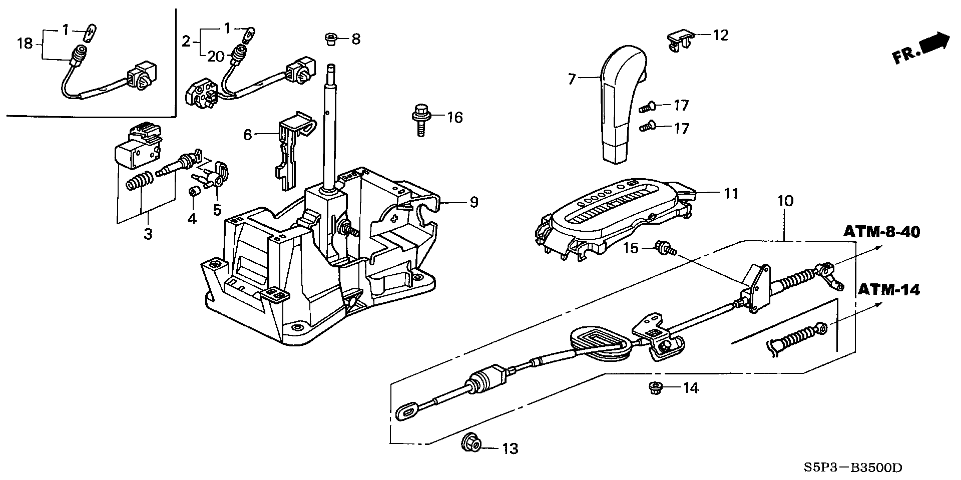 Diagram SELECT LEVER for your Honda Civic Hatchback  