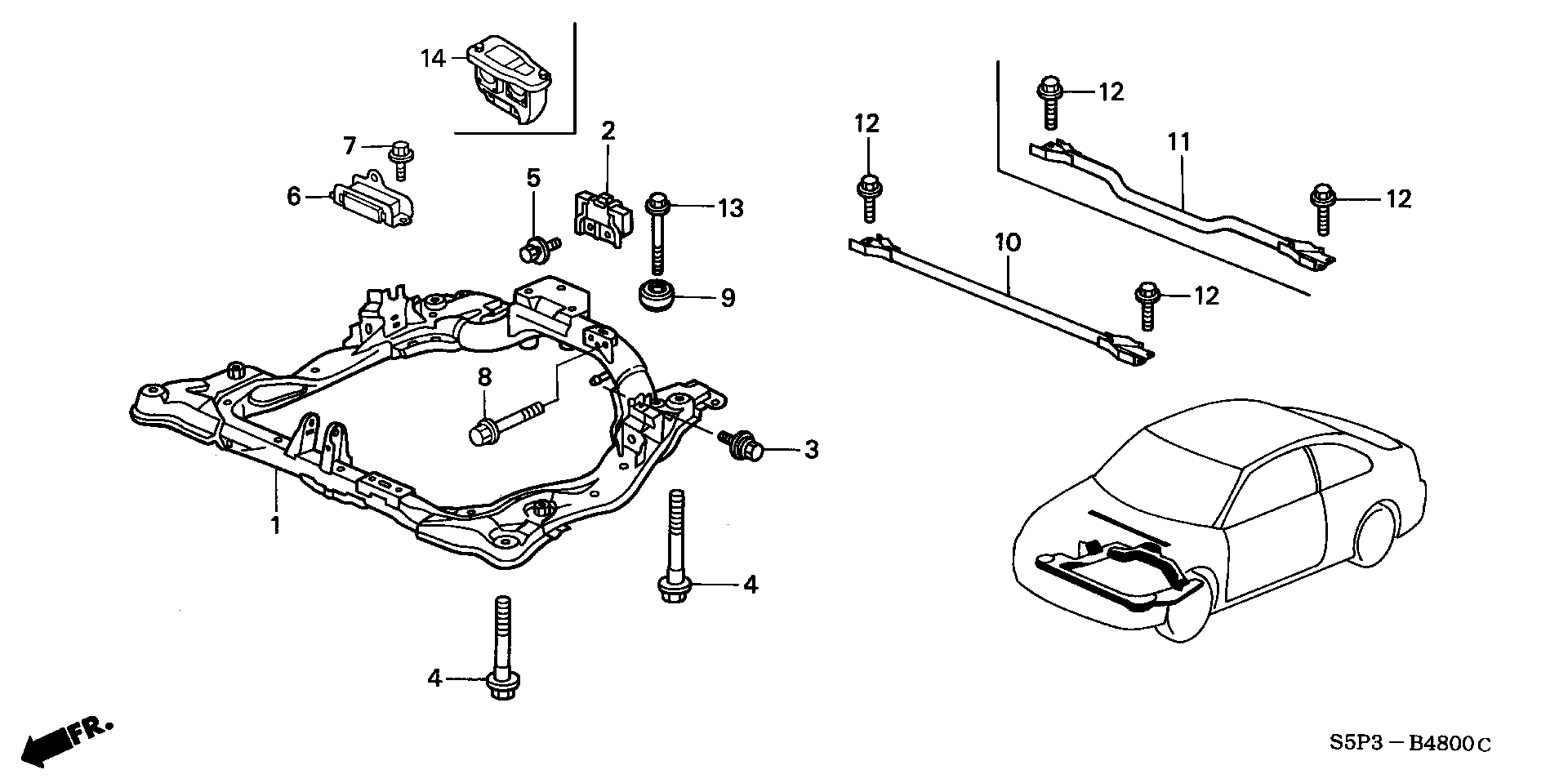 Diagram SUB FRAME for your 1980 Honda Civic Hatchback   