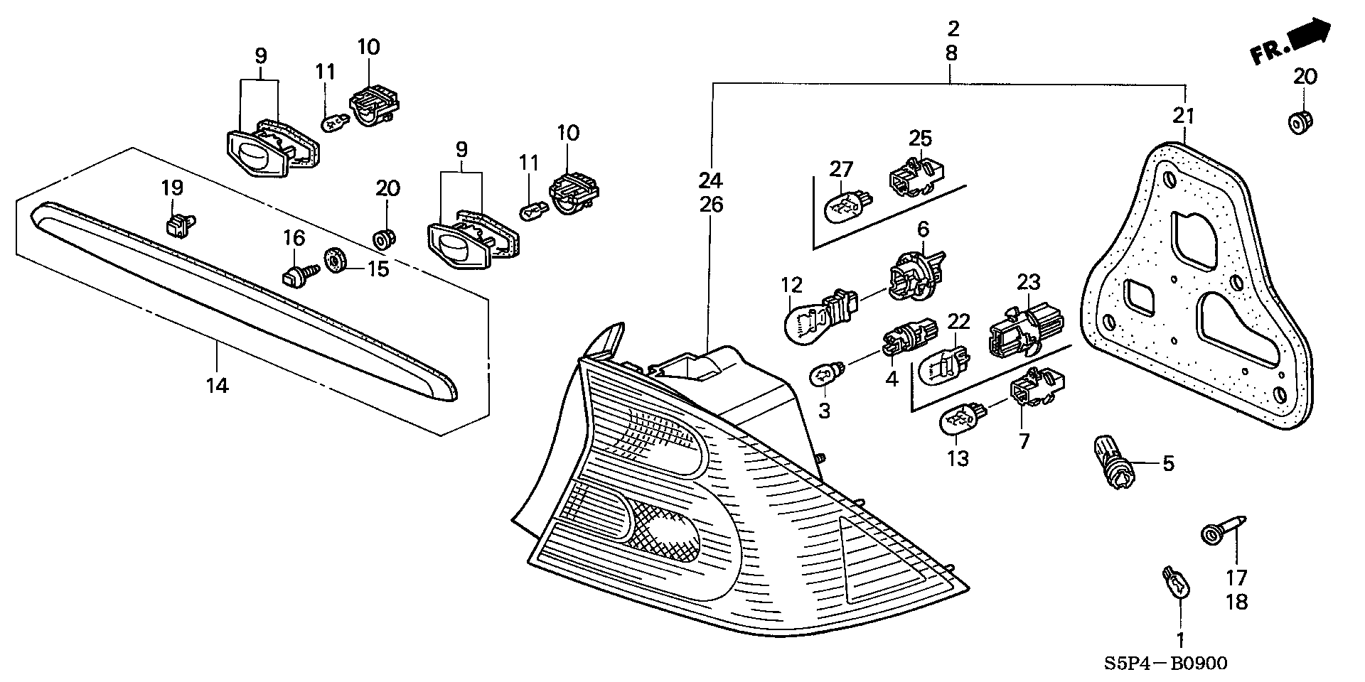 Diagram TAILLIGHT@LICENSE LIGHT for your 1994 Honda Accord Coupe   