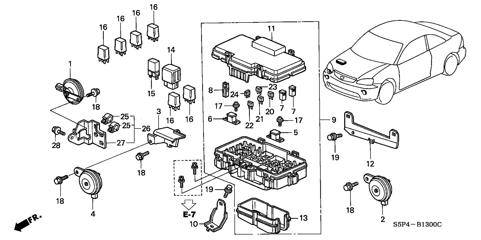 Diagram CONTROL UNIT (ENGINE ROOM) for your Honda