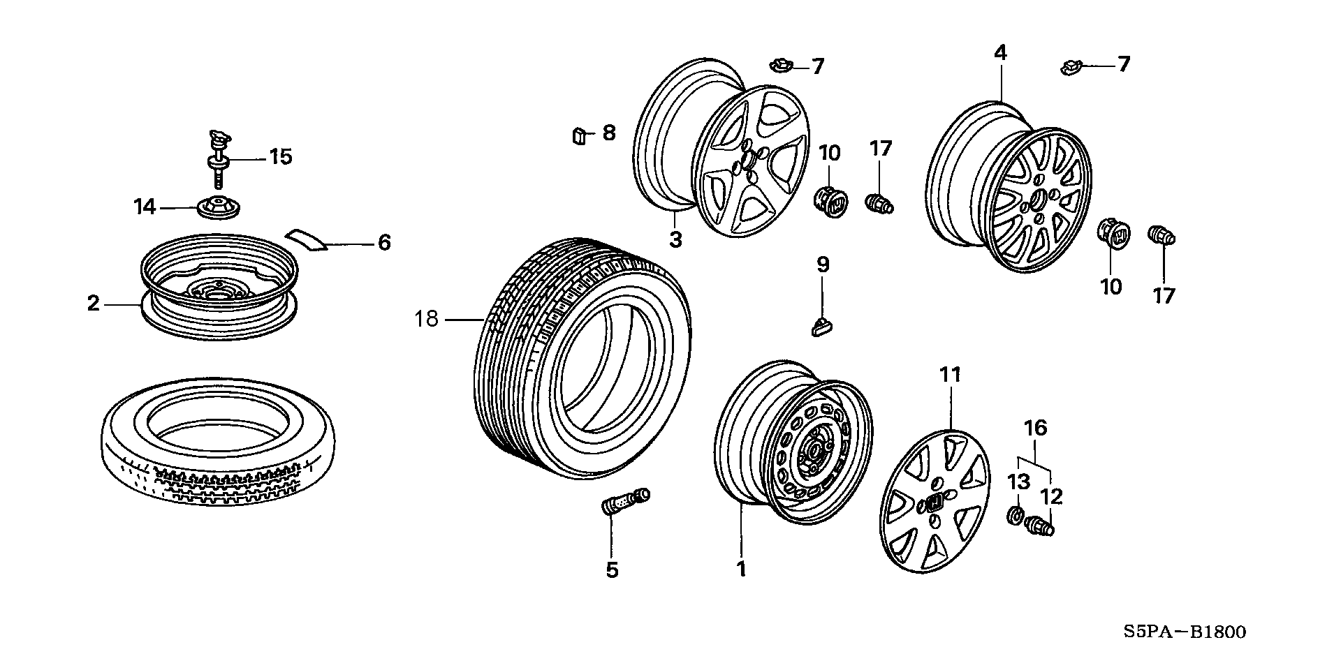 Diagram WHEEL (KA/KL) for your 2001 Honda Accord   