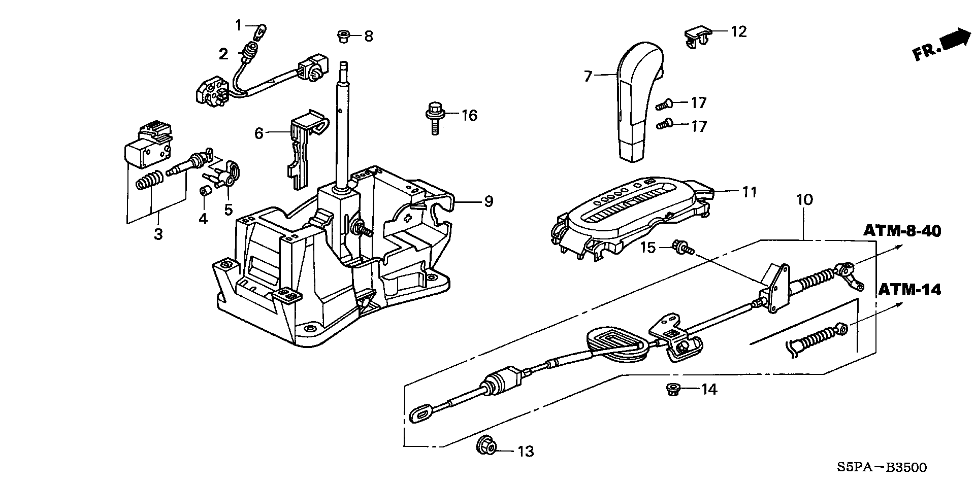 Diagram SELECT LEVER for your Honda Civic Hatchback  