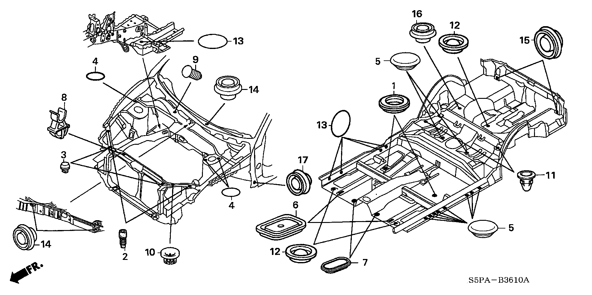 Diagram GROMMET (FR.) for your 1999 Honda Accord Coupe  EX 