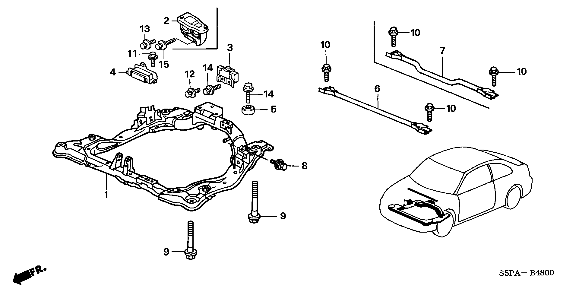 Diagram FRONT SUB FRAME for your 1995 Honda Civic Hatchback   