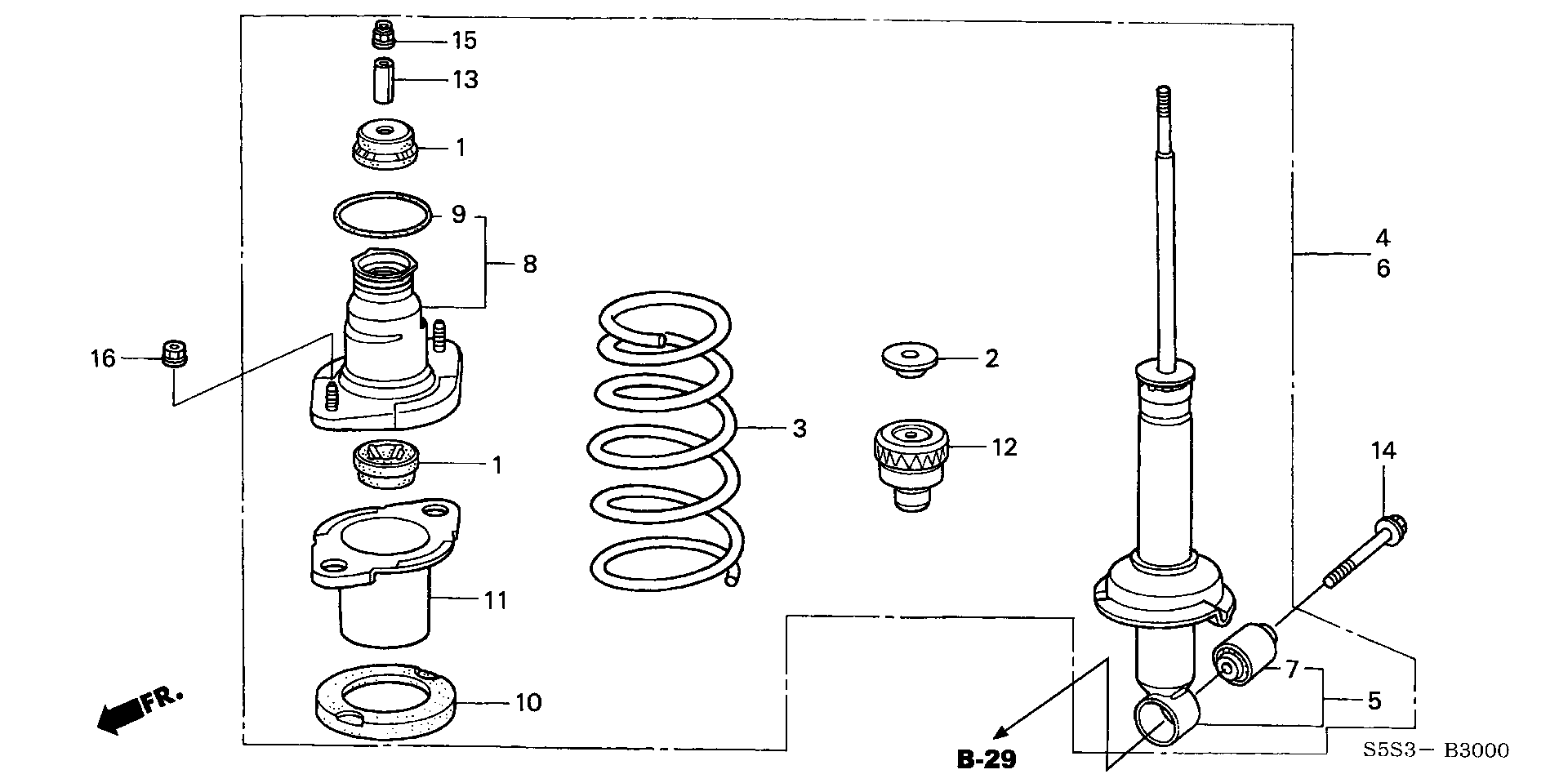 Diagram REAR SHOCK ABSORBER for your Honda Civic Hatchback  