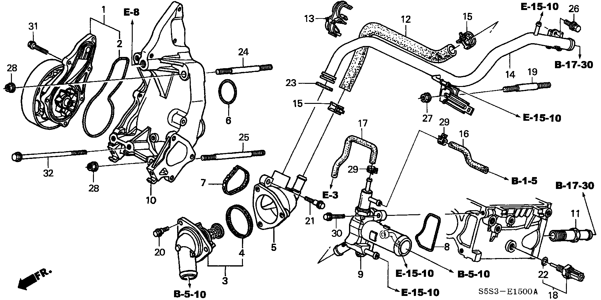 Diagram WATER PUMP@SENSOR for your Honda Civic Hatchback  