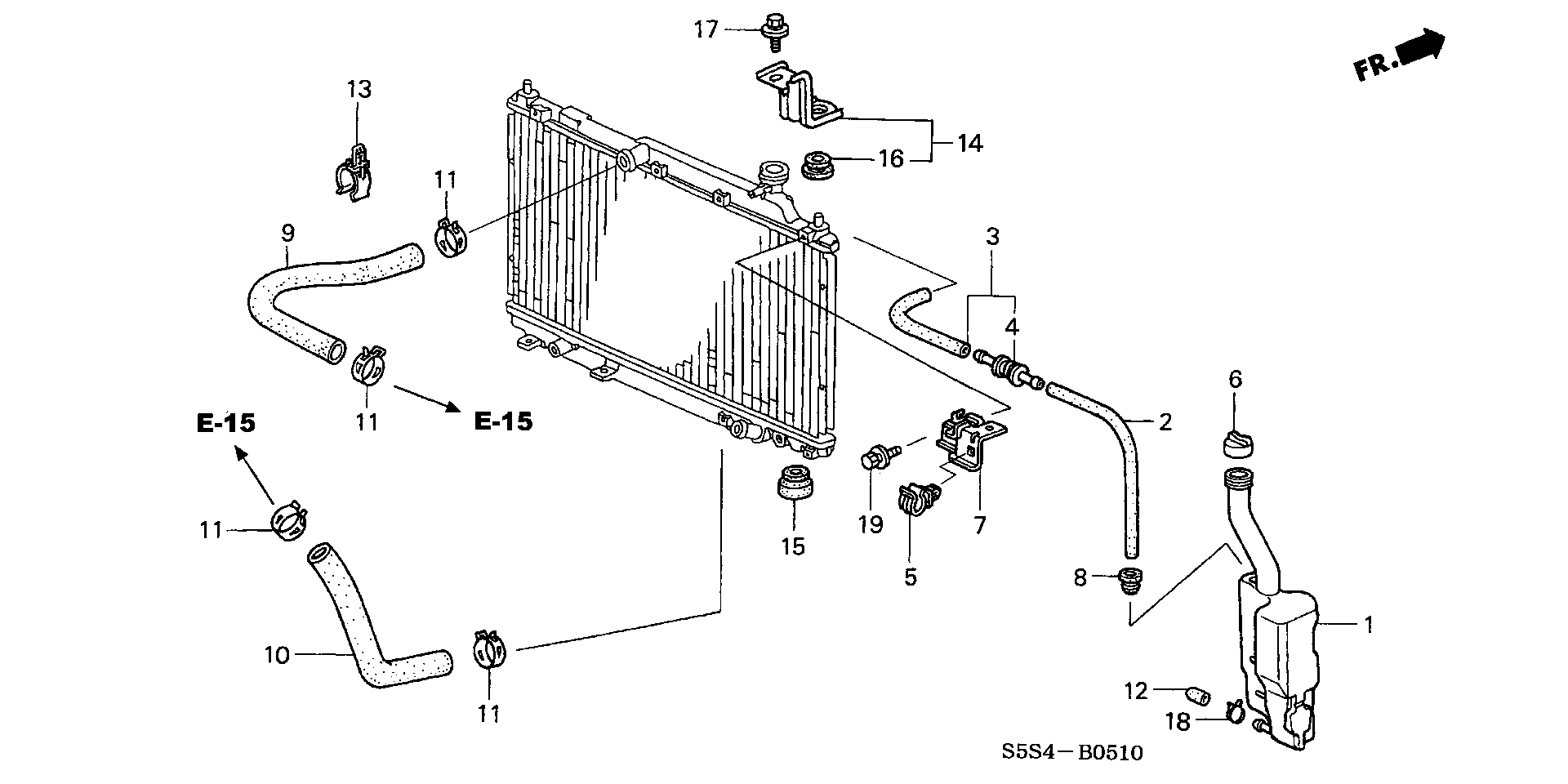 Diagram RADIATOR HOSE@RESERVE TANK for your 1990 Honda Accord Coupe 2.2L AT LX 