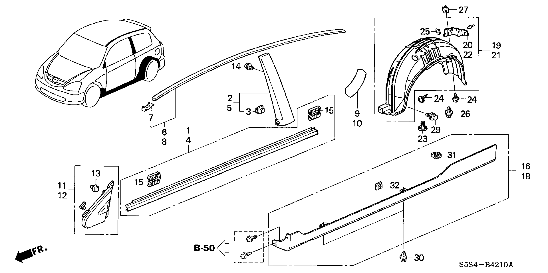 Diagram MOLDING@SIDE SILL GARNISH for your Honda Civic  