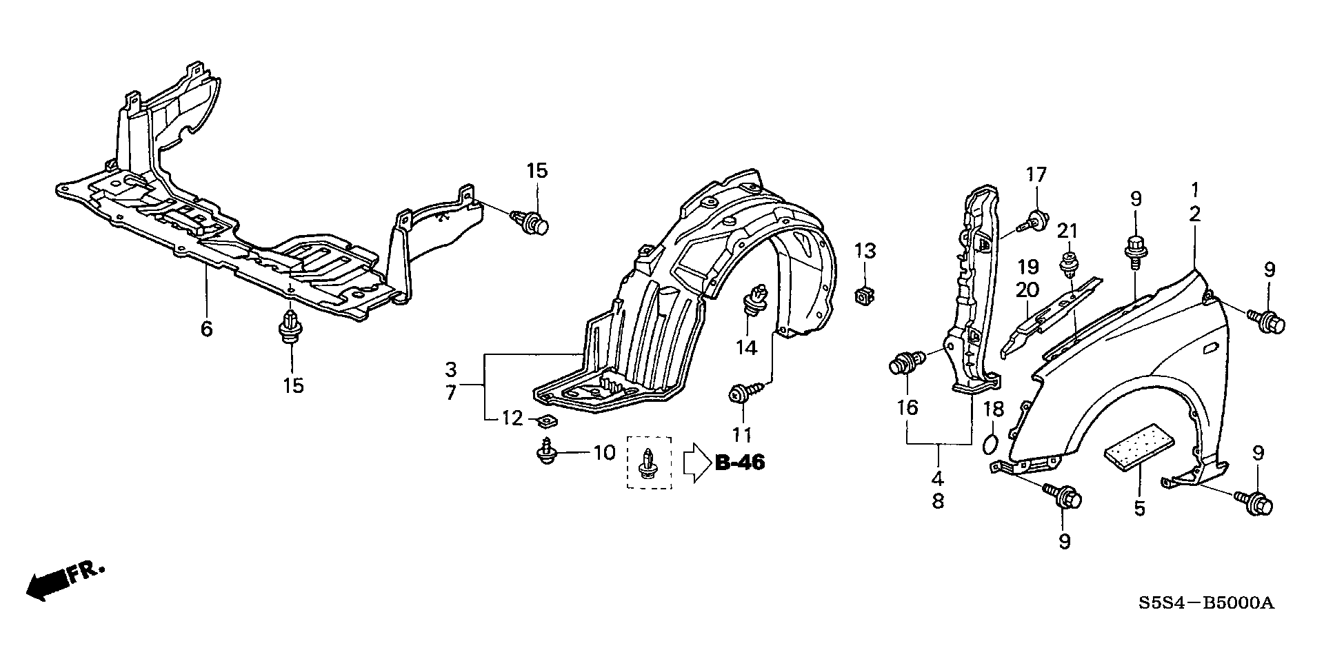 Diagram FRONT FENDERS for your Honda Pilot  