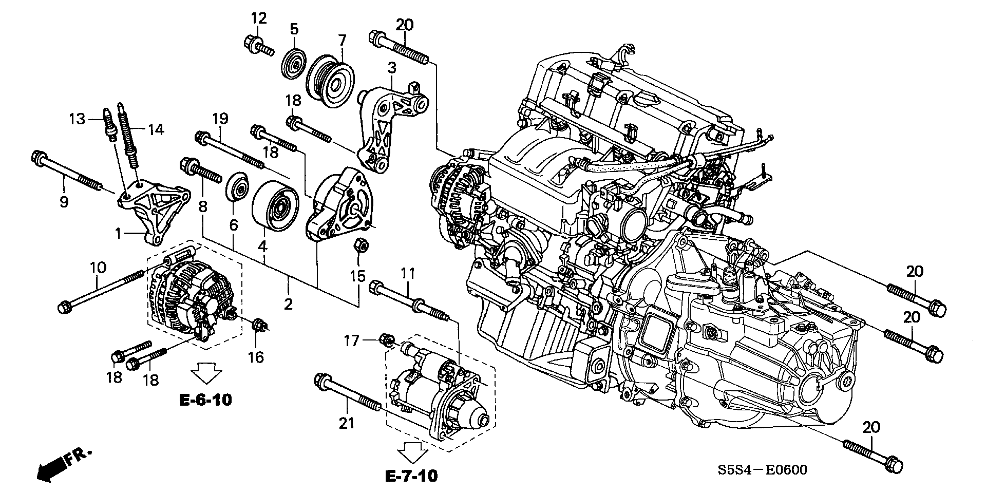 Diagram ENGINE MOUNTING BRACKET for your 2004 Honda Civic   