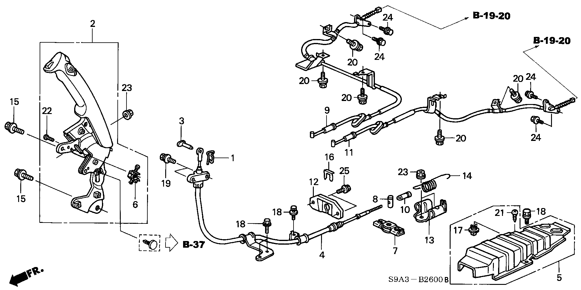 Diagram PARKING BRAKE for your 1976 Honda Civic Hatchback   