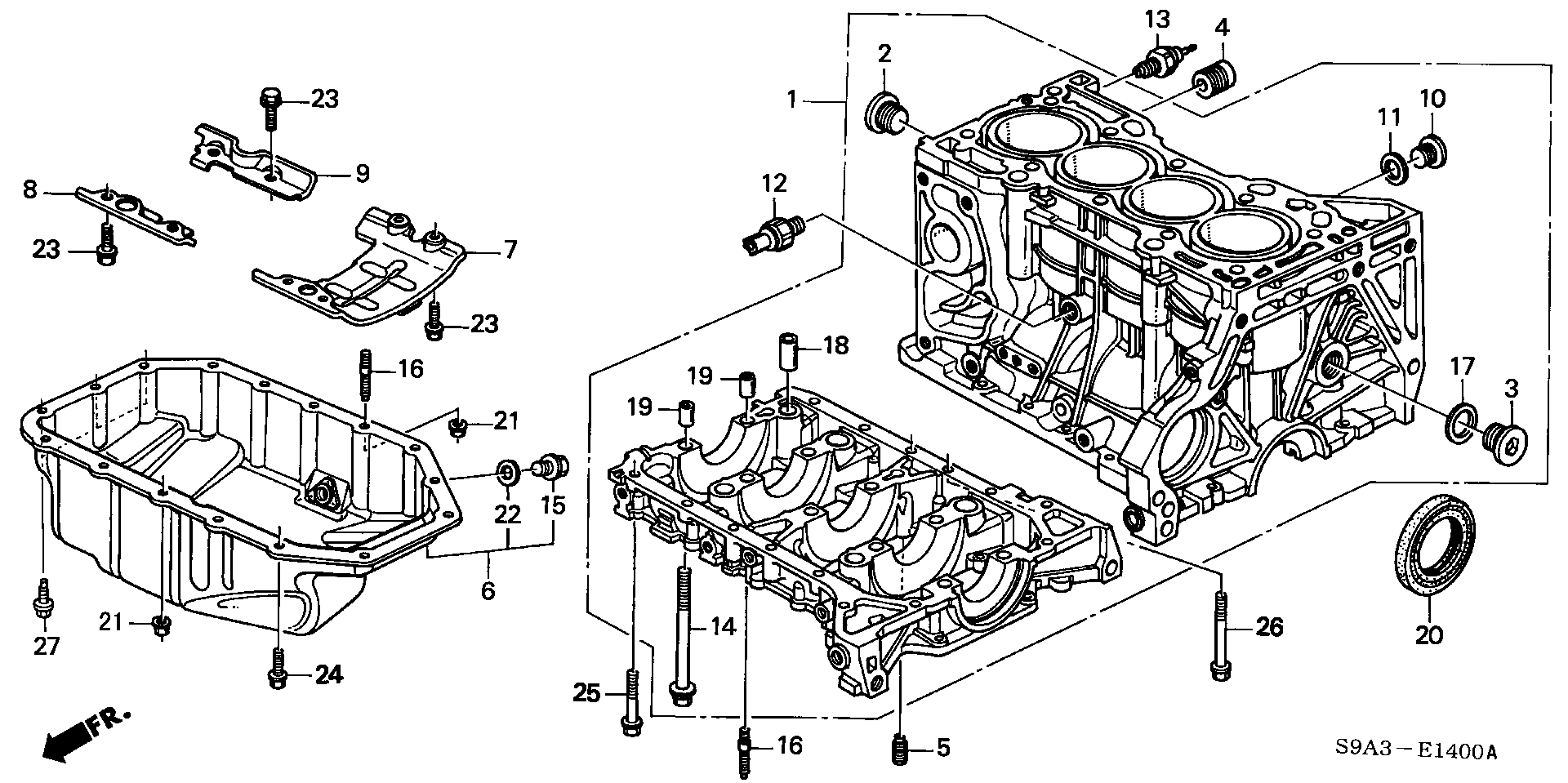 Diagram CYLINDER BLOCK@OIL PAN for your Honda CR-V  