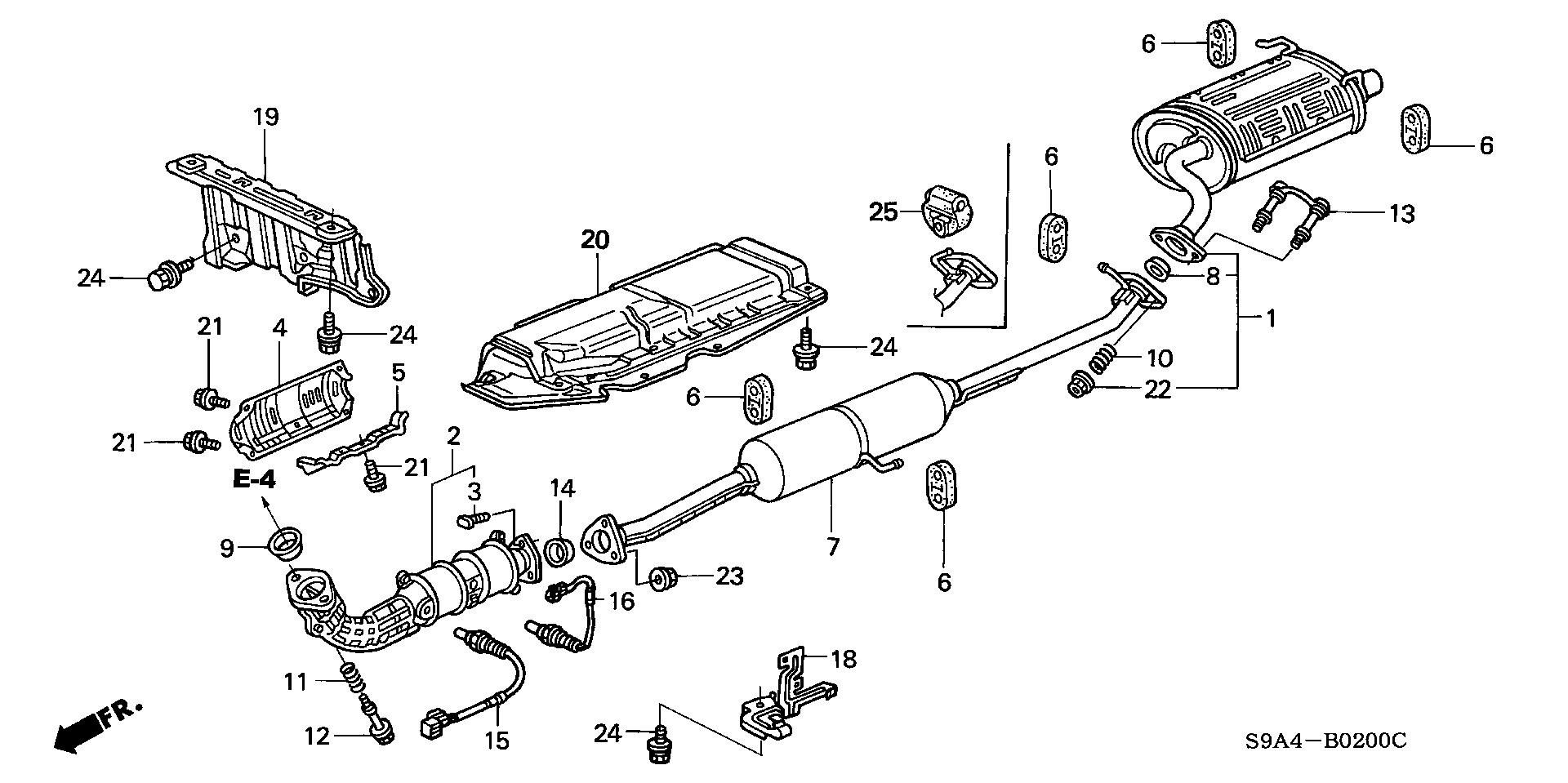 Diagram EXHAUST PIPE@MUFFLER for your 2024 Honda Passport  BLACK EDITION/ 5D 