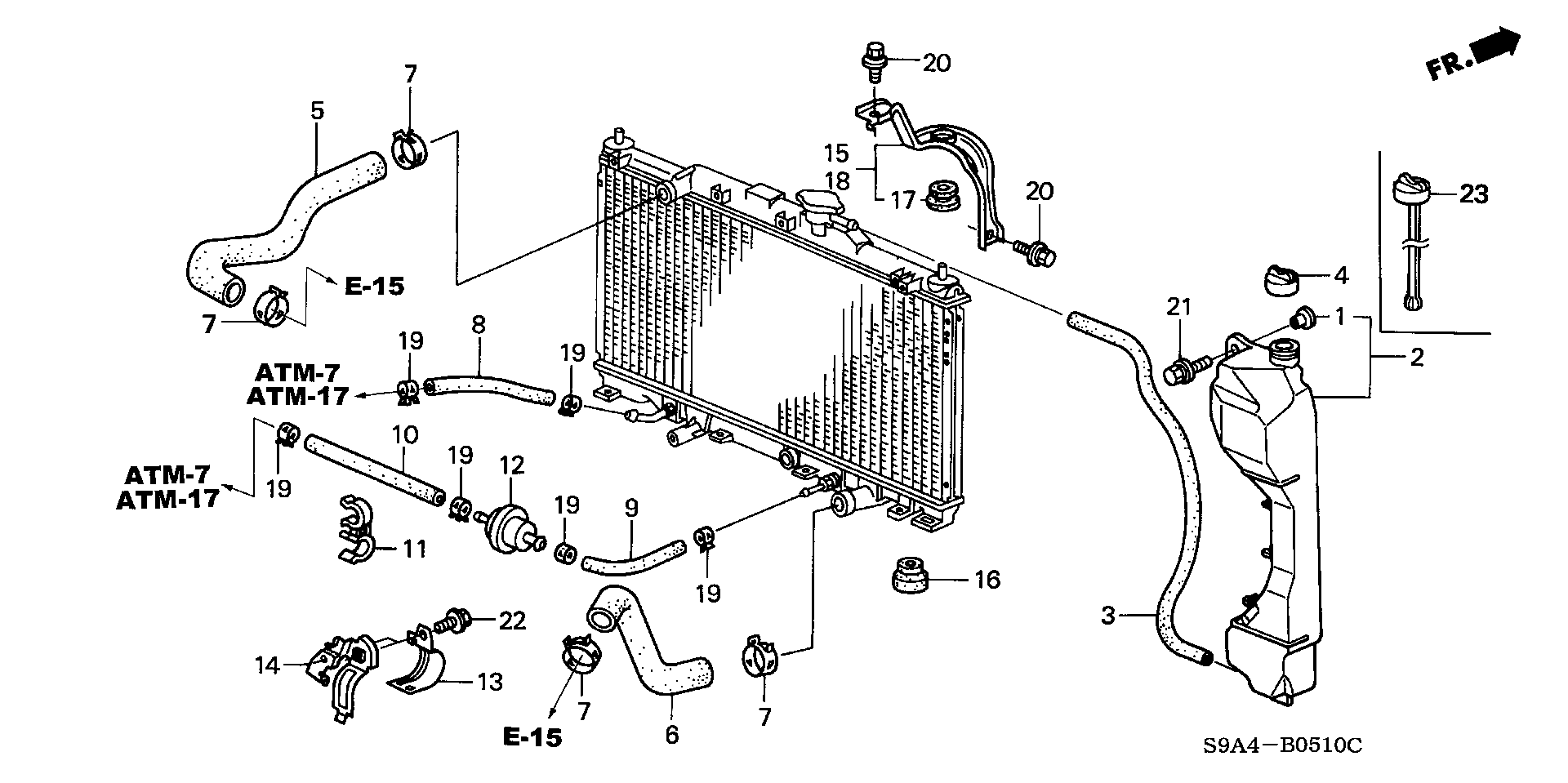 Diagram RADIATOR HOSE@RESERVE TANK for your Honda