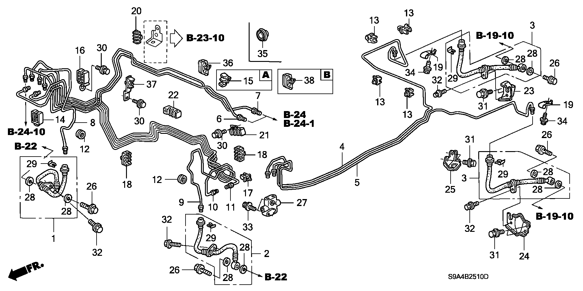 Diagram BRAKE LINES (ABS) for your 1976 Honda Civic Hatchback   