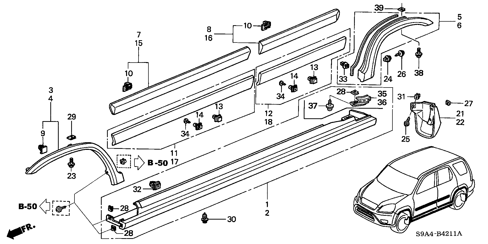 Diagram PROTECTOR@SIDE SILL GARNISH for your 2020 Honda Insight   