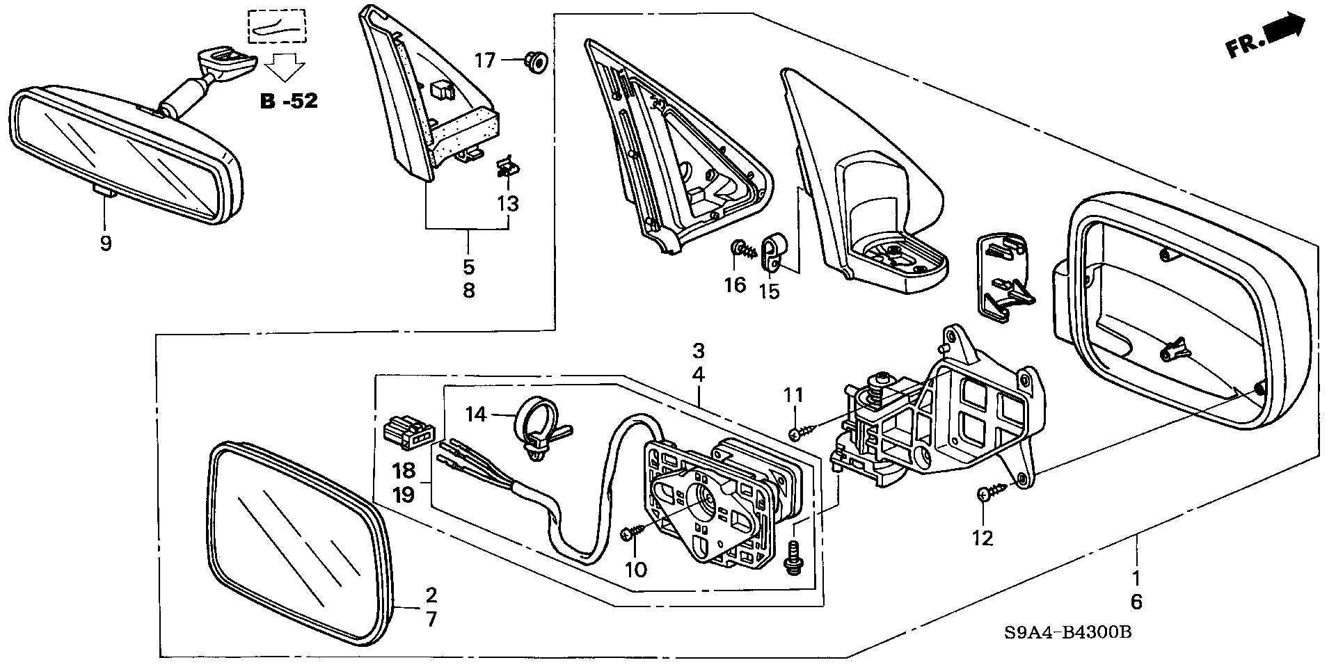 Diagram MIRROR for your 1990 Honda Civic Hatchback   