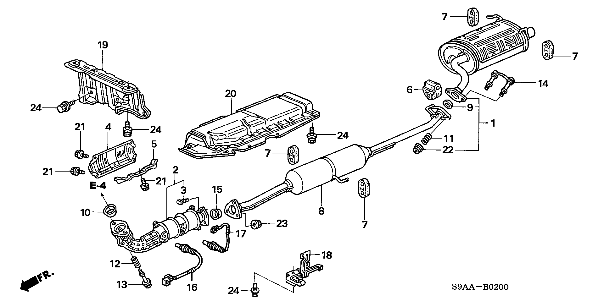 Diagram EXHAUST PIPE@MUFFLER for your 2024 Honda Passport  BLACK EDITION/ 5D 