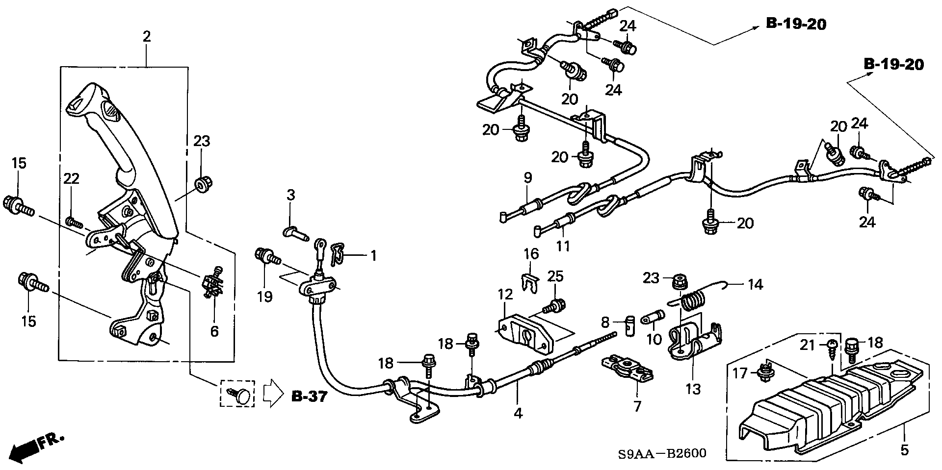 Diagram PARKING BRAKE for your 1976 Honda Civic Hatchback   