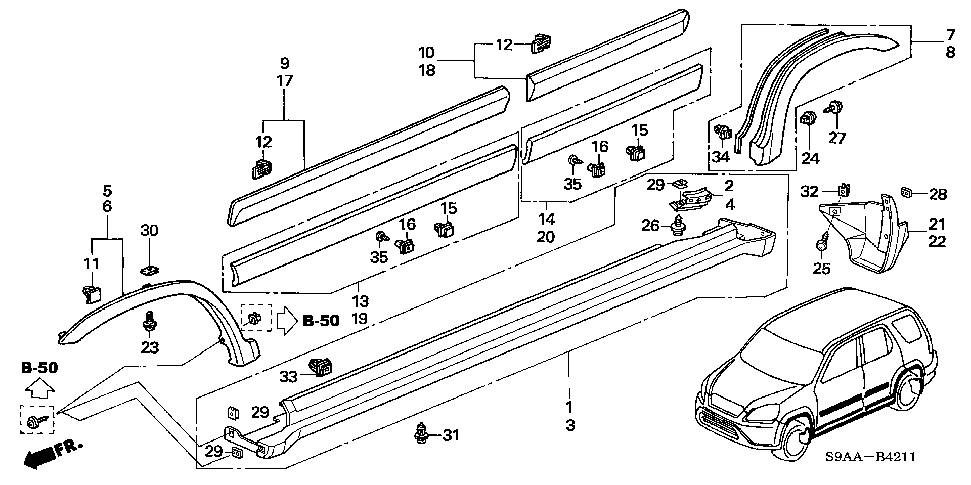 Diagram PROTECTOR@SIDE SILL GARNISH for your 2020 Honda Insight   