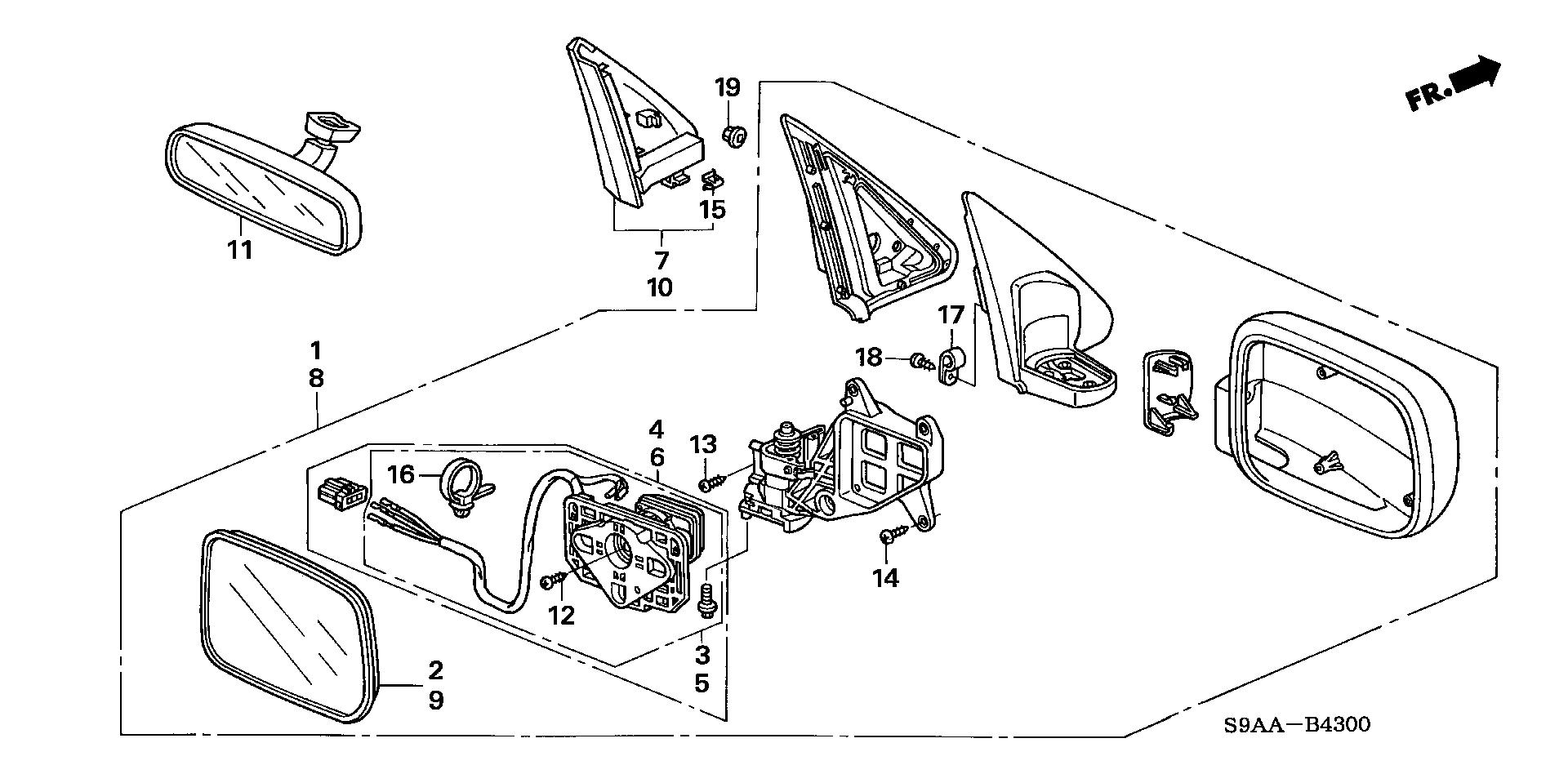 Diagram MIRROR for your 1990 Honda Civic Hatchback   