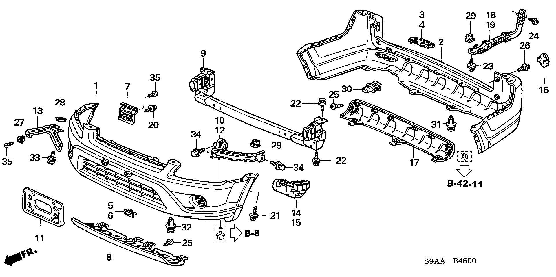 Diagram BUMPERS for your 1995 Honda Accord Coupe   