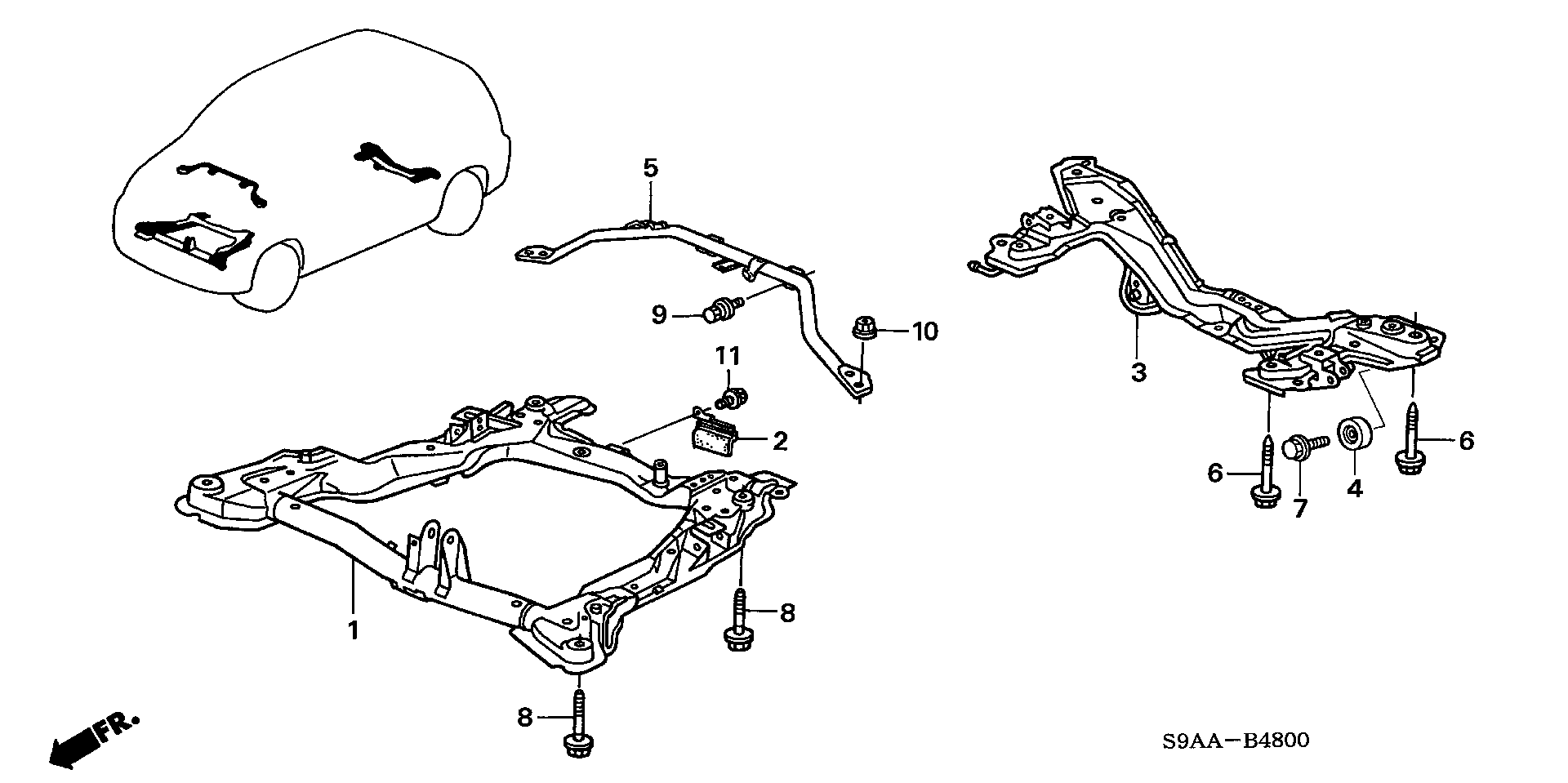 Diagram FRONT SUB FRAME@CROSS BEAM for your 1995 Honda Civic Hatchback   