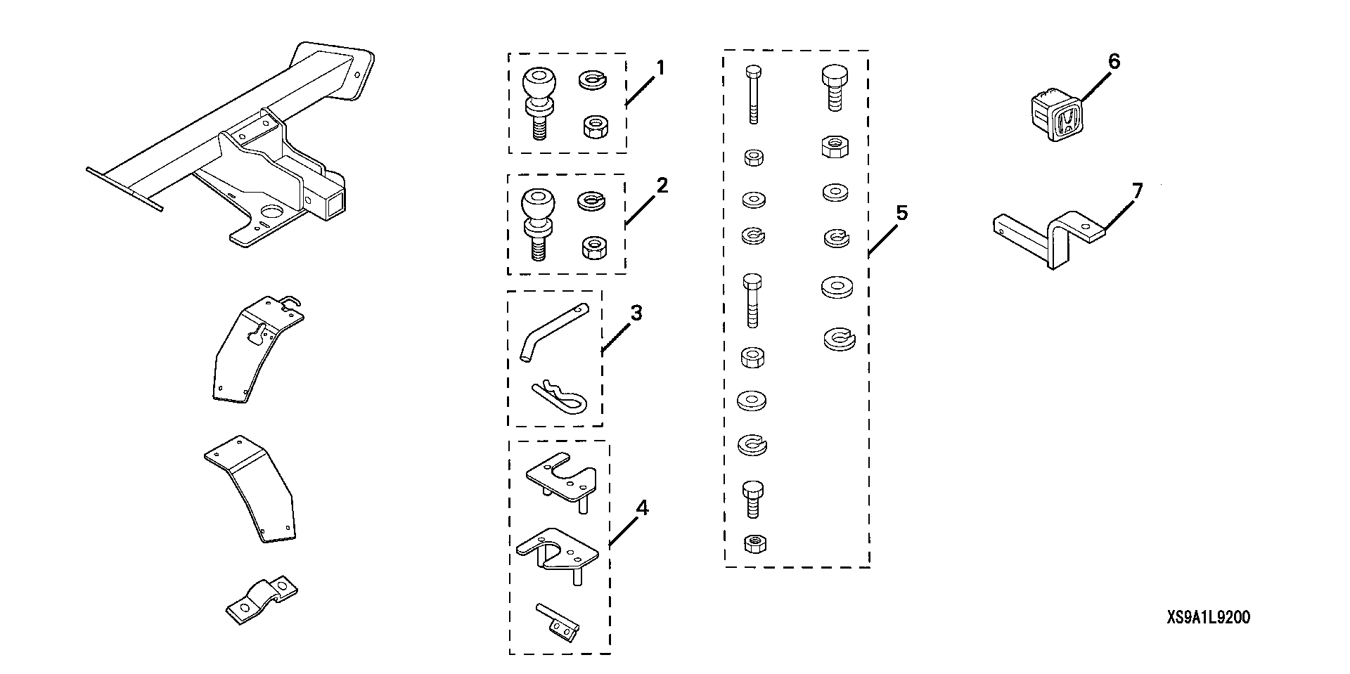 Diagram TRAILER HITCH for your 1990 Honda Accord Coupe 2.2L MT LX 