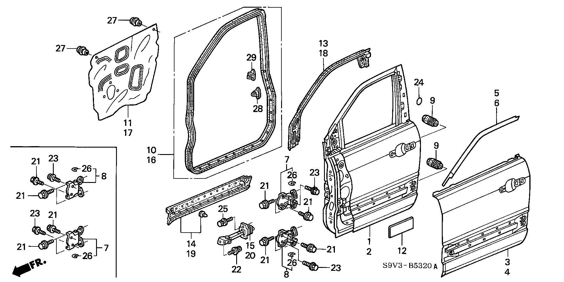 Diagram FRONT DOOR PANELS for your 2013 Honda Civic   