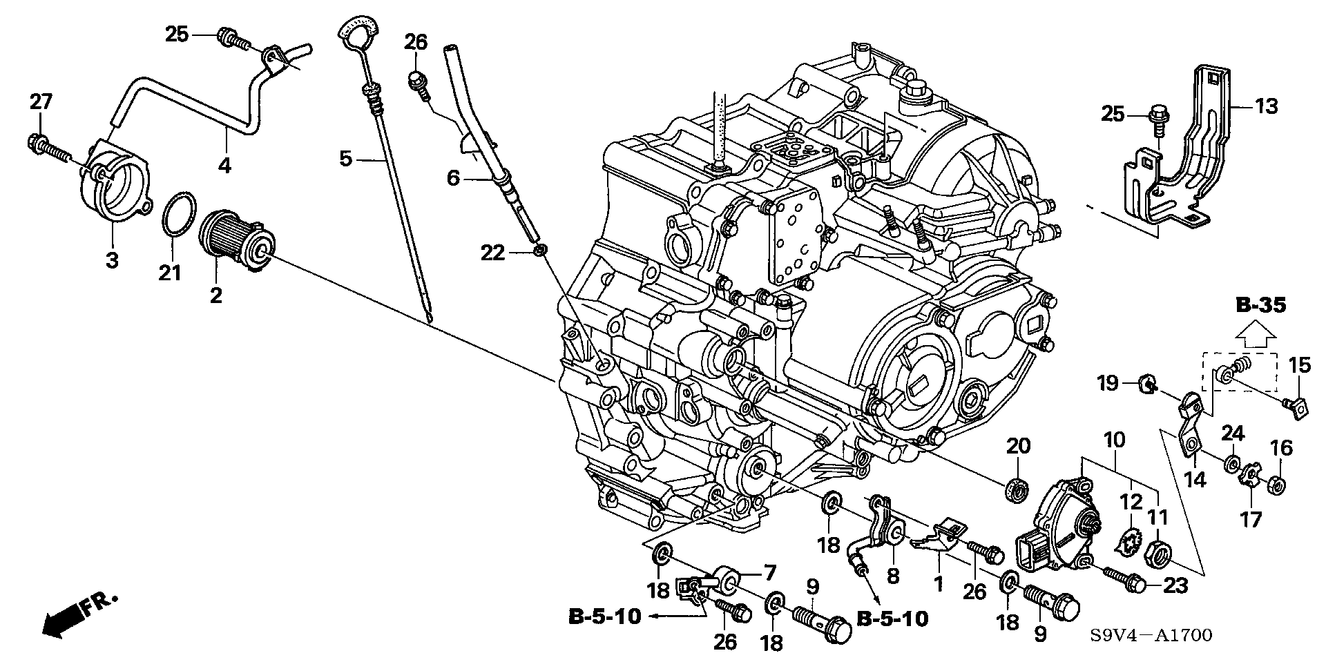 Diagram OIL LEVEL GAUGE@POSITION SENSOR ('06-) for your Honda