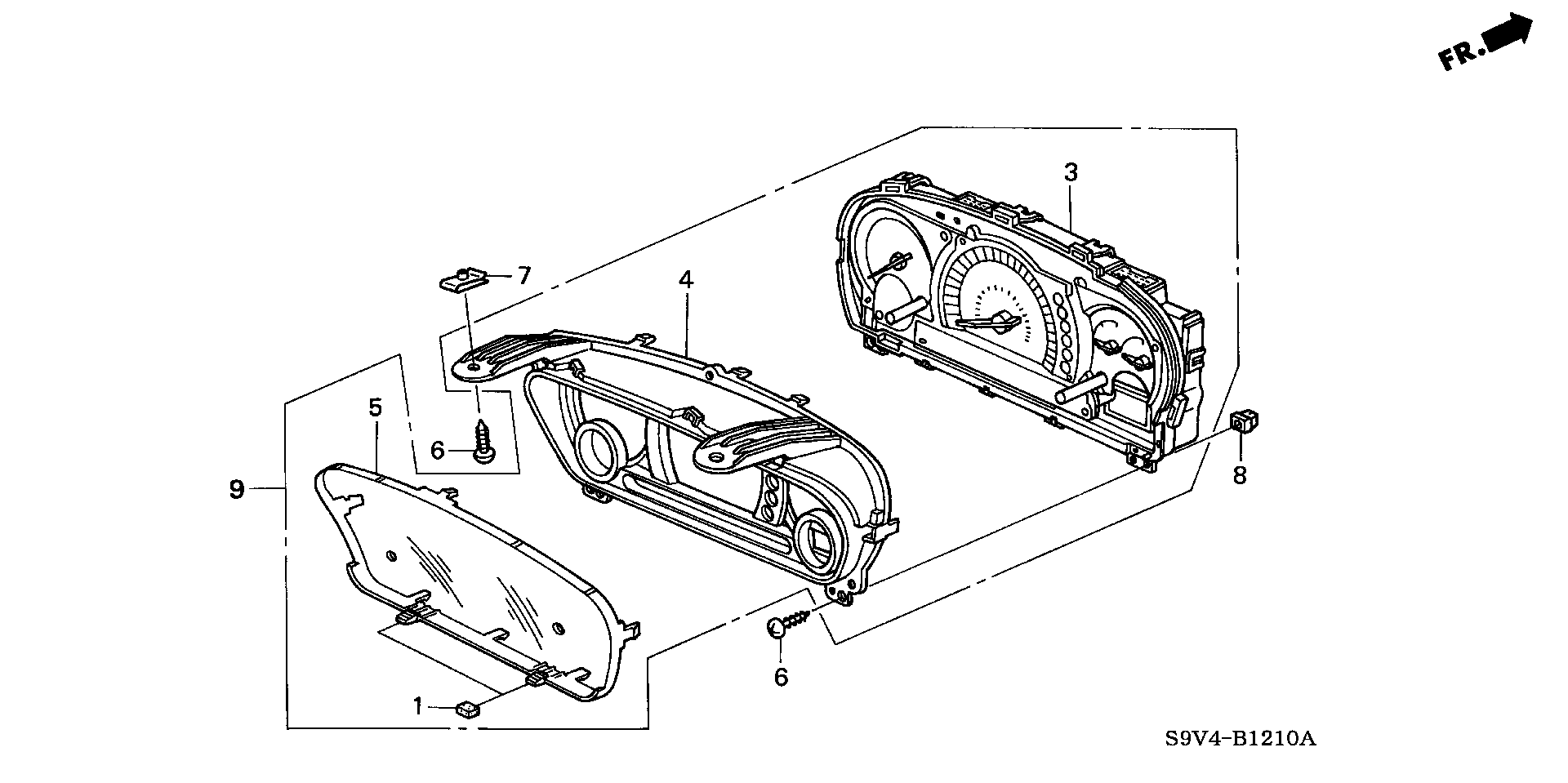 Diagram METER COMPONENTS (NS) (-'05) for your Honda Pilot  