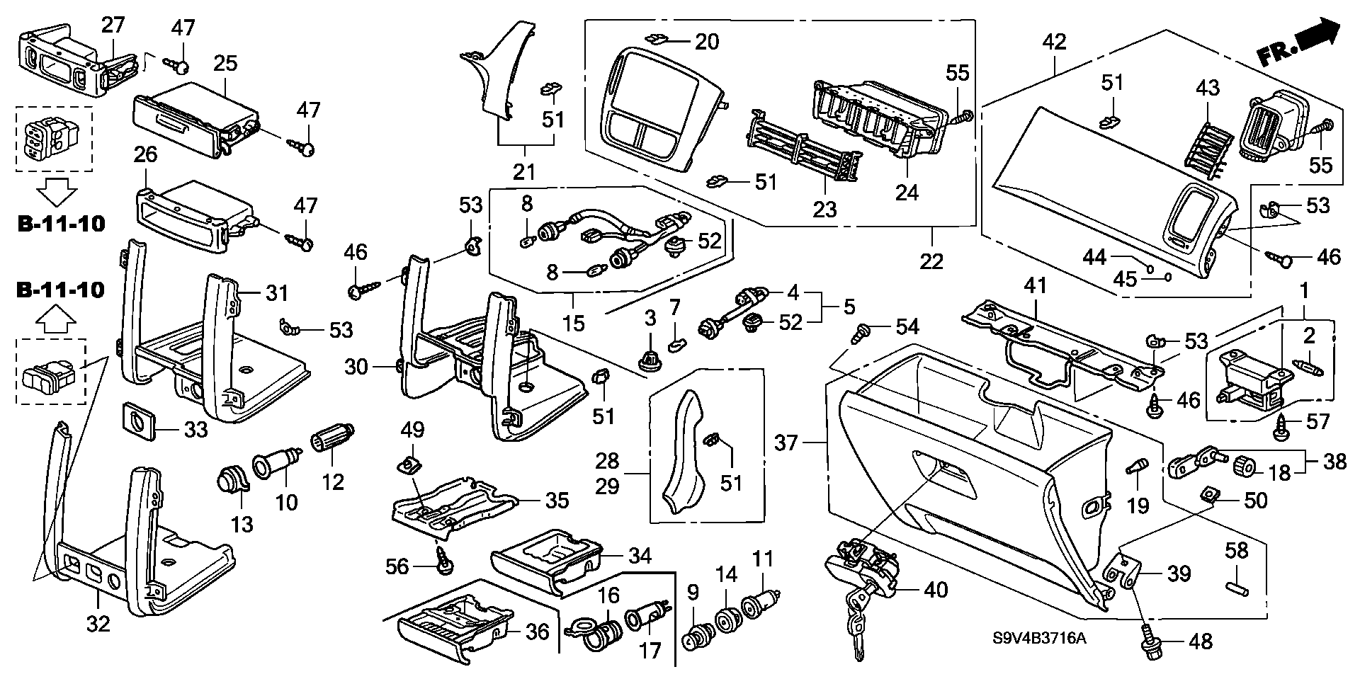 Diagram INSTRUMENT PANEL GARNISH (PASSENGER SIDE) ('06-) for your Honda Pilot  