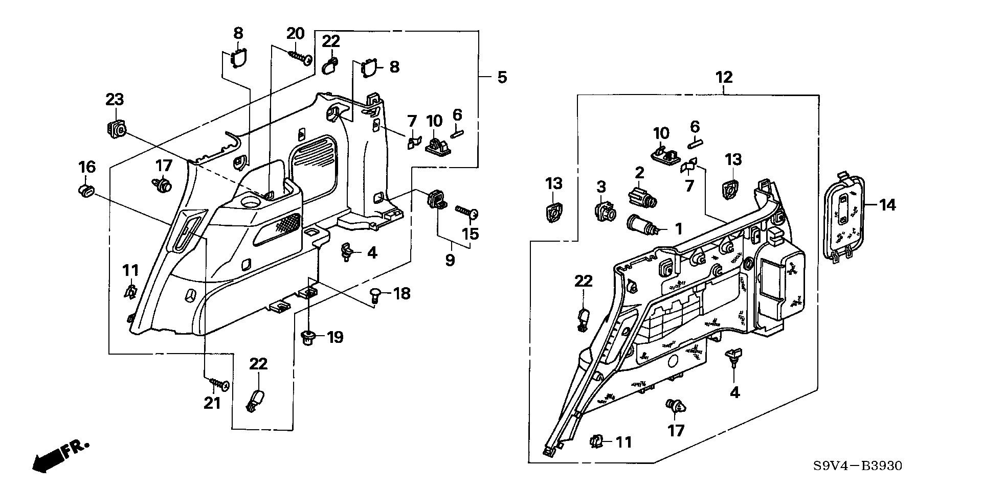 Diagram SIDE LINING for your 2024 Honda Passport  TSPORT 5D 