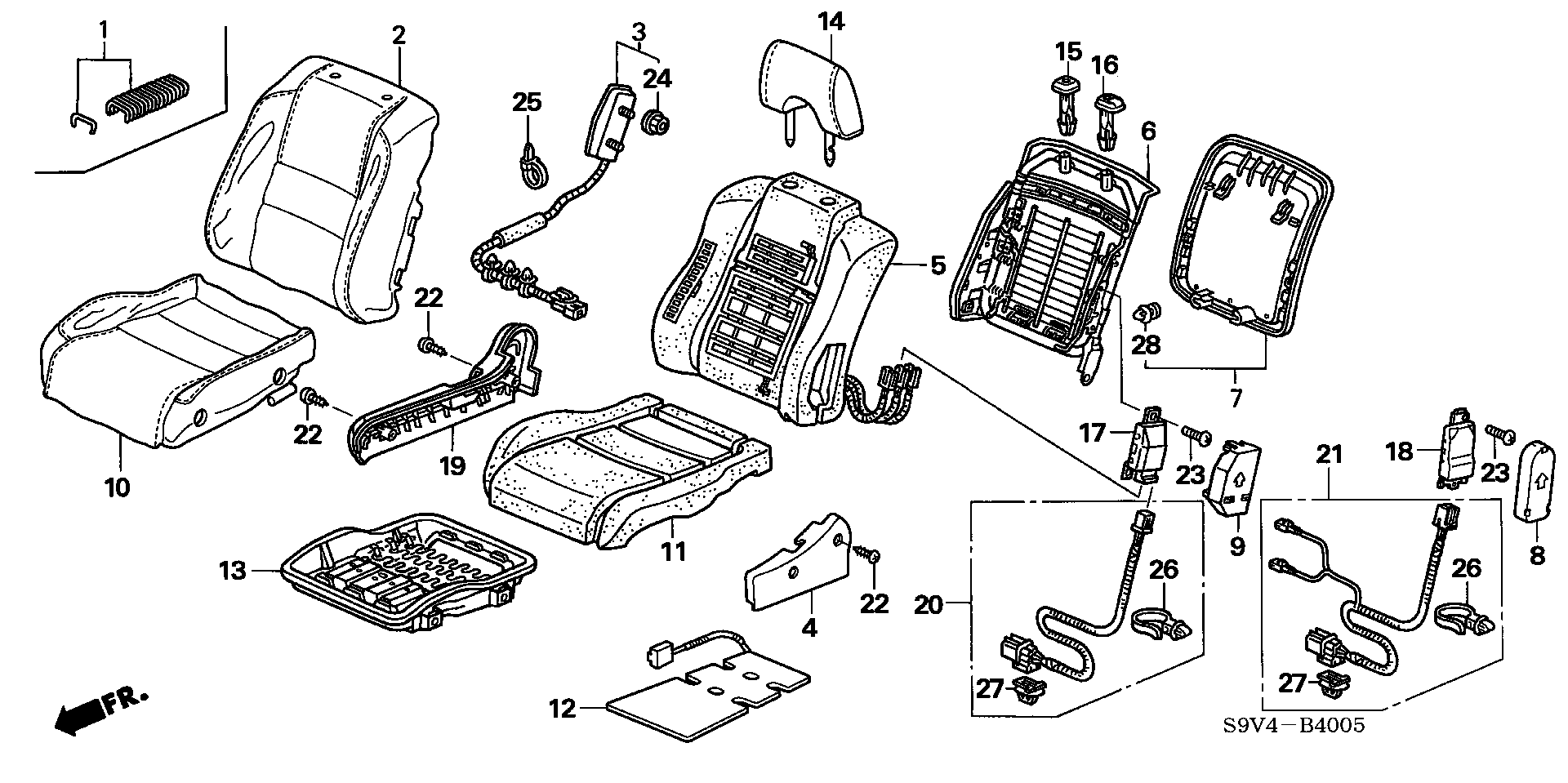 Diagram FRONT SEAT (R.) ('06-) for your 2007 Honda Pilot 3.5L VTEC V6 AT 4WD EX-L NAVIGATION 