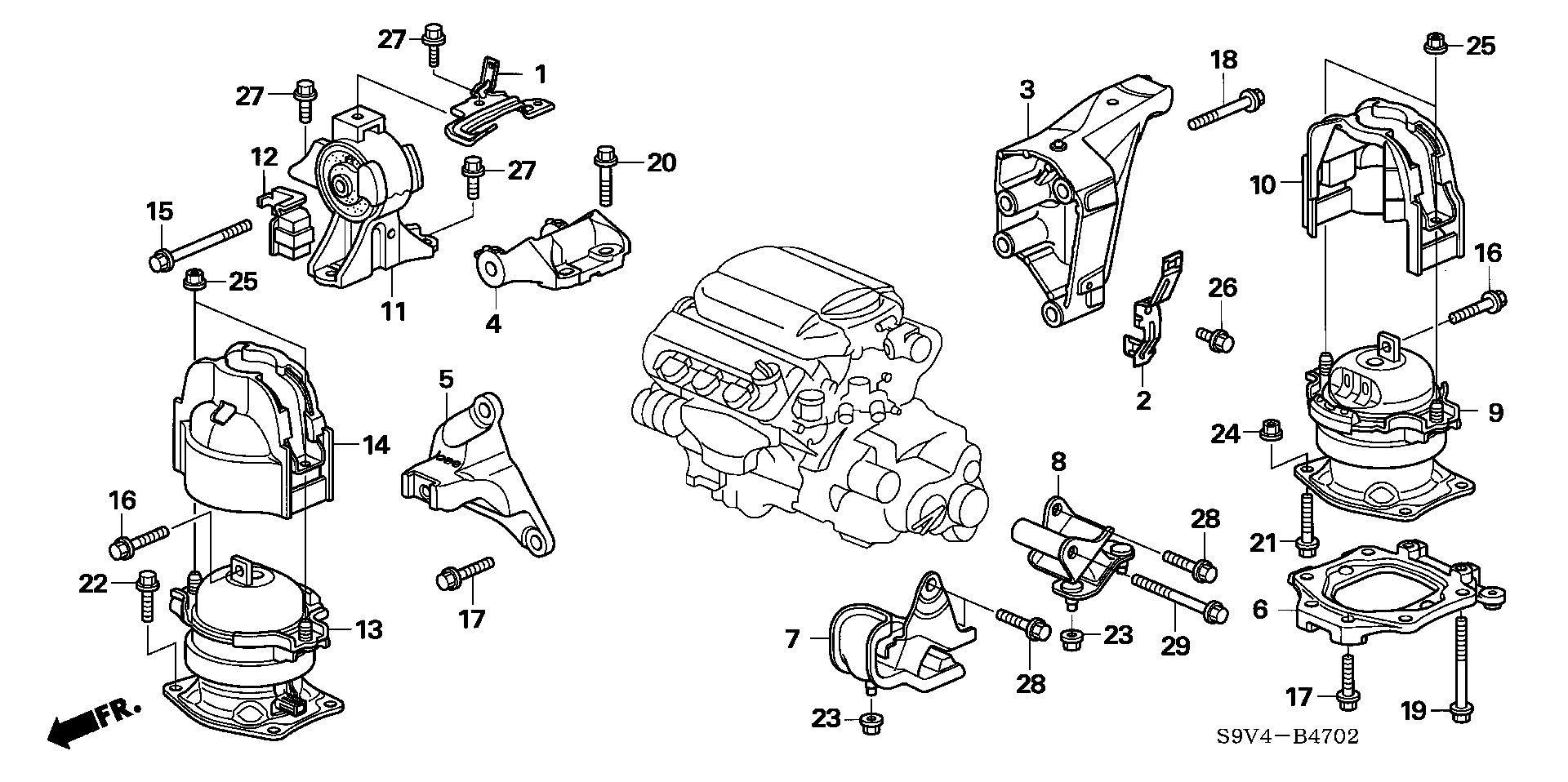 Diagram ENGINE MOUNTS ('06-) (2WD) for your 1990 Honda Accord Coupe 2.2L MT EX 