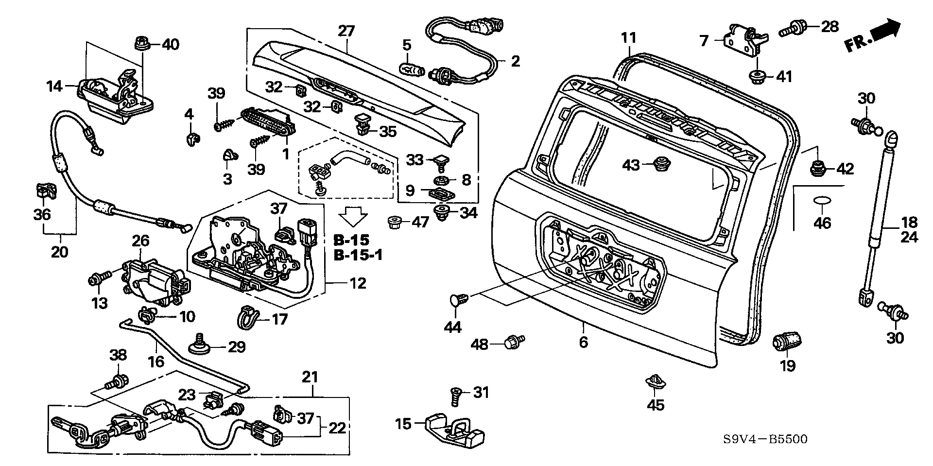 Diagram TAILGATE for your 2023 Honda Accord   