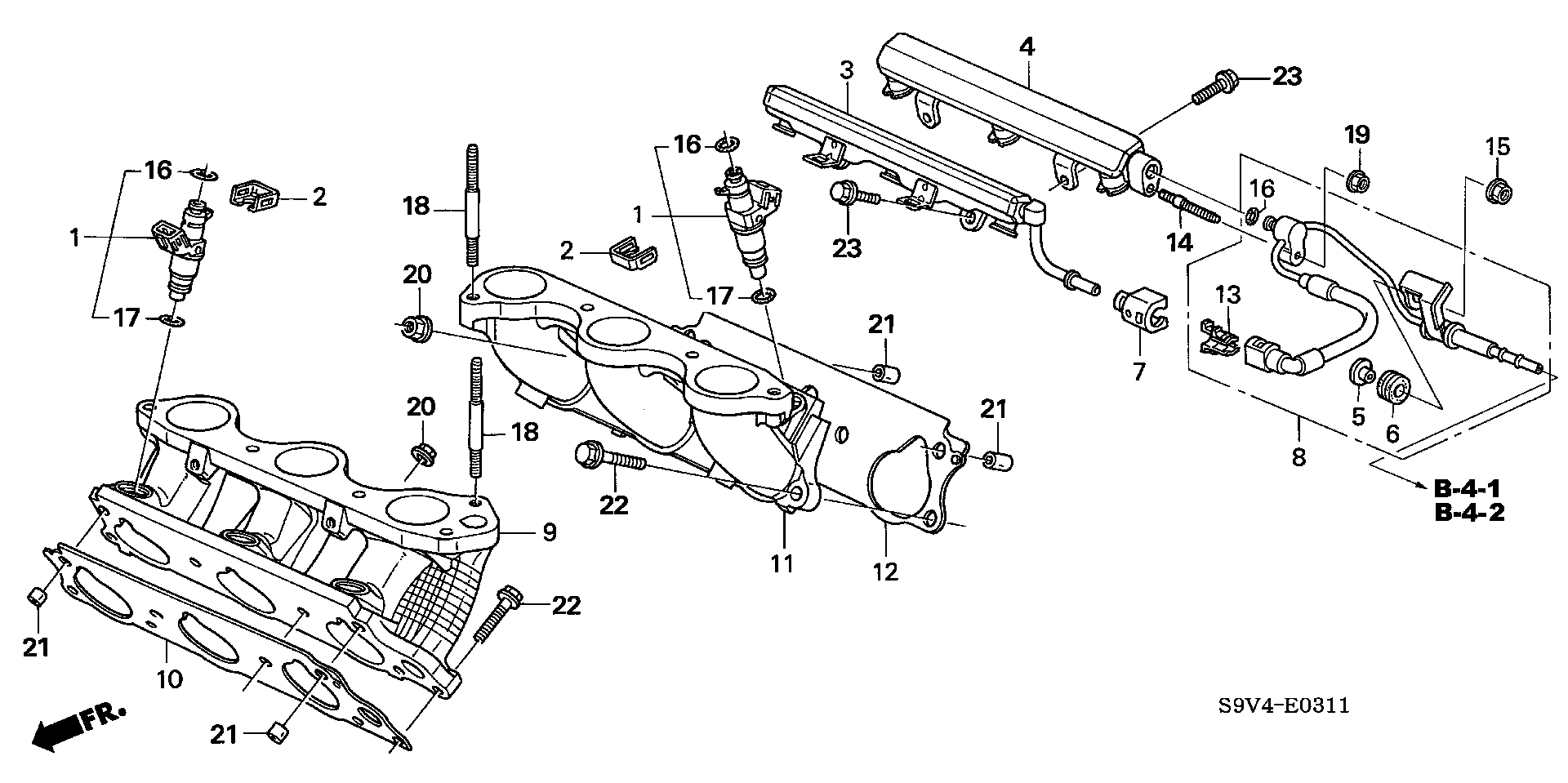 Diagram FUEL INJECTOR ('05-) for your 2022 Honda Passport  TSPORT 5D 