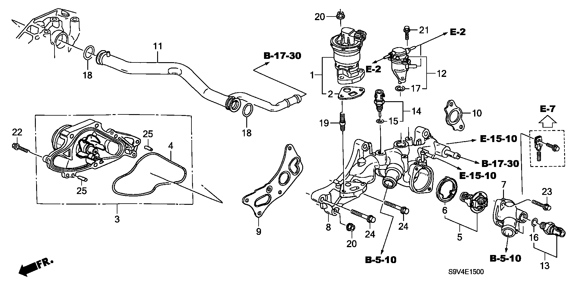 Diagram WATER PUMP@SENSOR (-'04) for your 2013 Honda Accord   