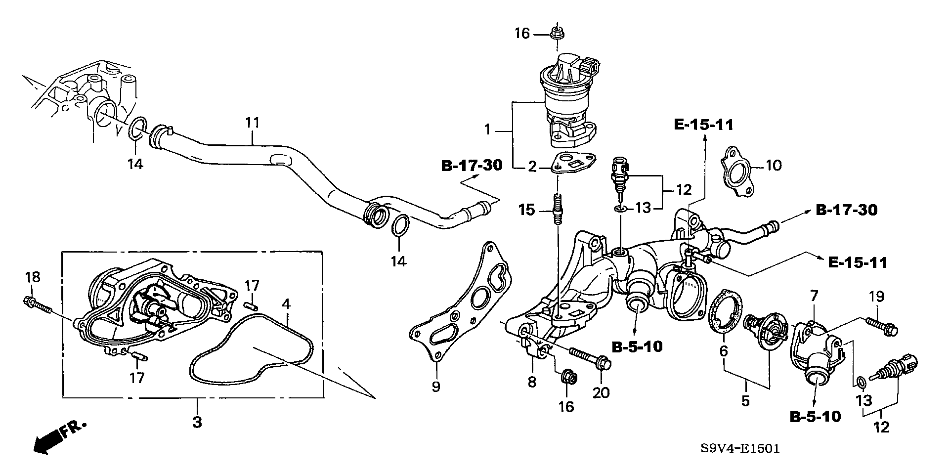 Diagram WATER PUMP@SENSOR ('05-) for your 1976 Honda Civic Hatchback   