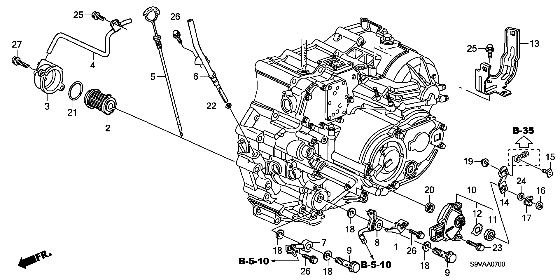 Diagram OIL LEVEL GAUGE@POSITION SENSOR for your 2008 Honda Pilot 3.5L VTEC V6 AT 2WD EX 