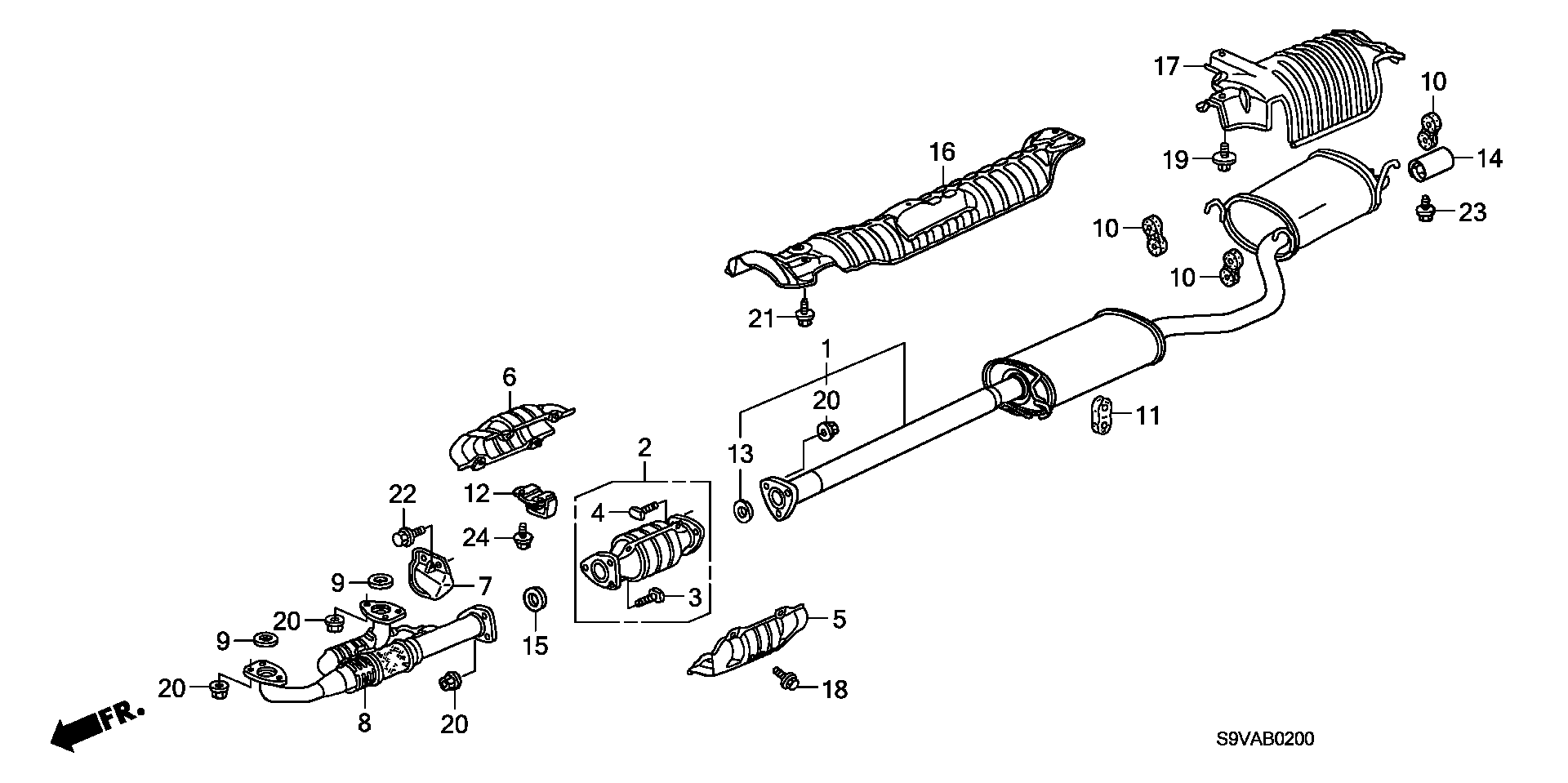 Diagram EXHAUST PIPE@MUFFLER for your 2008 Honda Pilot 3.5L VTEC V6 AT 2WD EX 