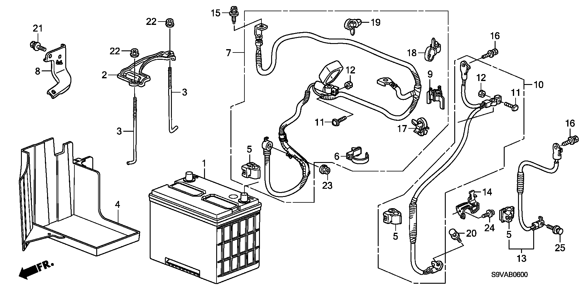 Diagram BATTERY for your 2008 Honda Pilot 3.5L VTEC V6 AT 2WD EX 