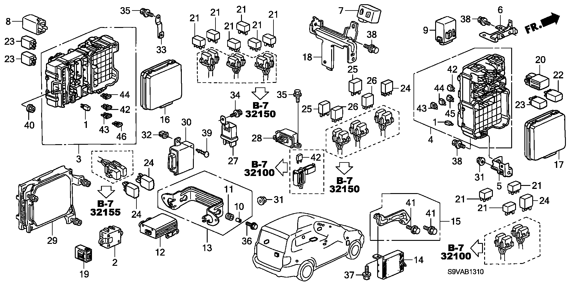 Diagram CONTROL UNIT (CABIN) for your 2008 Honda Pilot 3.5L VTEC V6 AT 2WD EX 