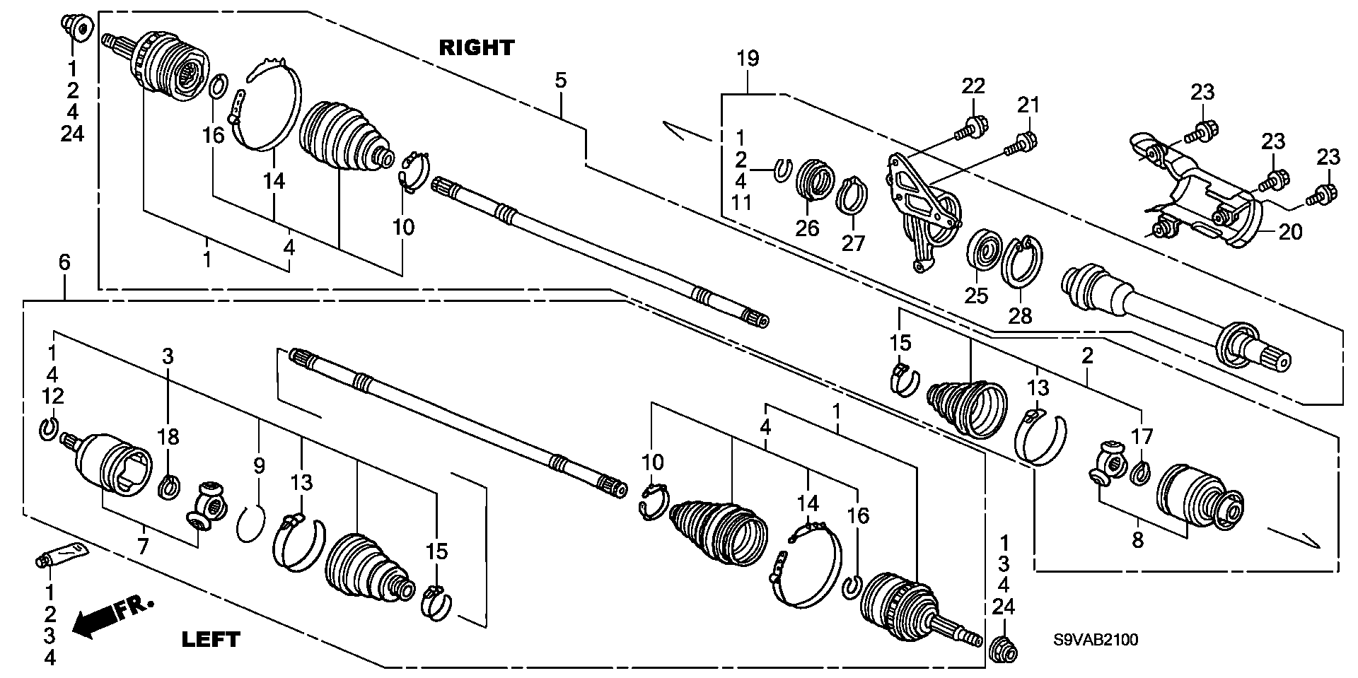 Diagram DRIVESHAFT@HALF SHAFT for your 2008 Honda Pilot   