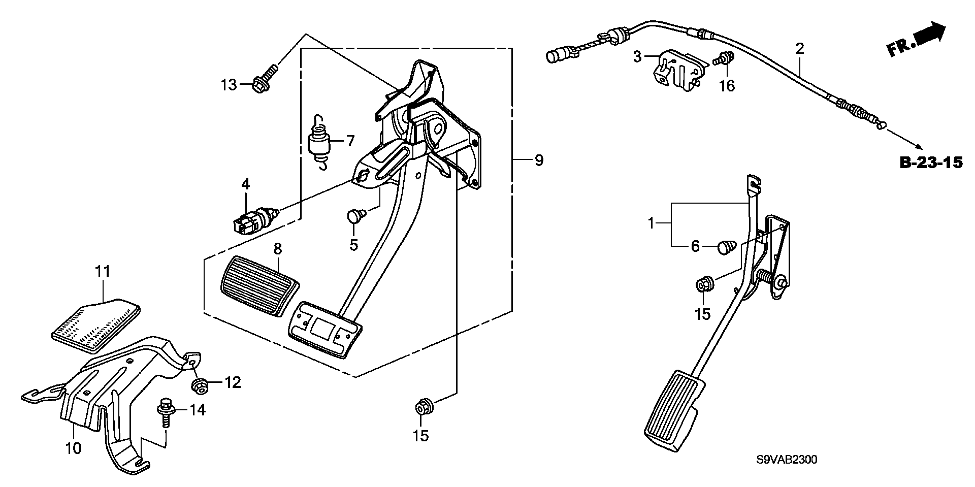 Diagram PEDAL for your 2008 Honda Pilot 3.5L VTEC V6 AT 2WD EX 