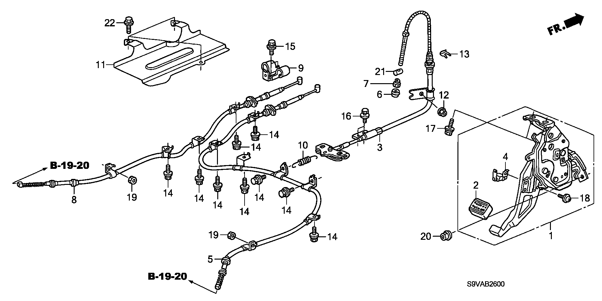 Diagram PARKING BRAKE for your 2008 Honda Pilot 3.5L VTEC V6 AT 2WD EX 